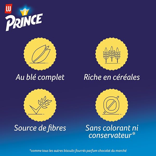Prince de LU Maxi Gourmand - Biscuit avec Maxi Fourrage Chocolat - Au Blé Complet - Idéal pour le Goûter, 250g - 4