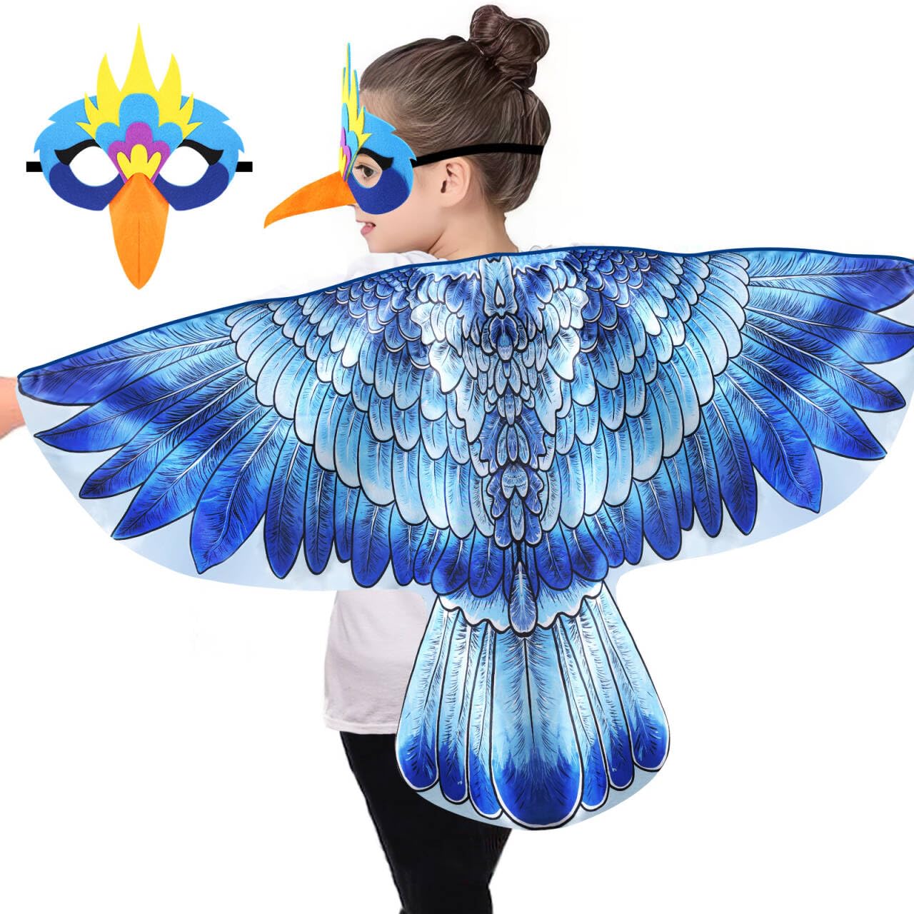 iROLEWIN Eagle-Bird-Wings-Costume for Kids 3D Bird Mask as Toddler Owl Dress-Up Clothes Toys Christmas Birthday Gifts 3+