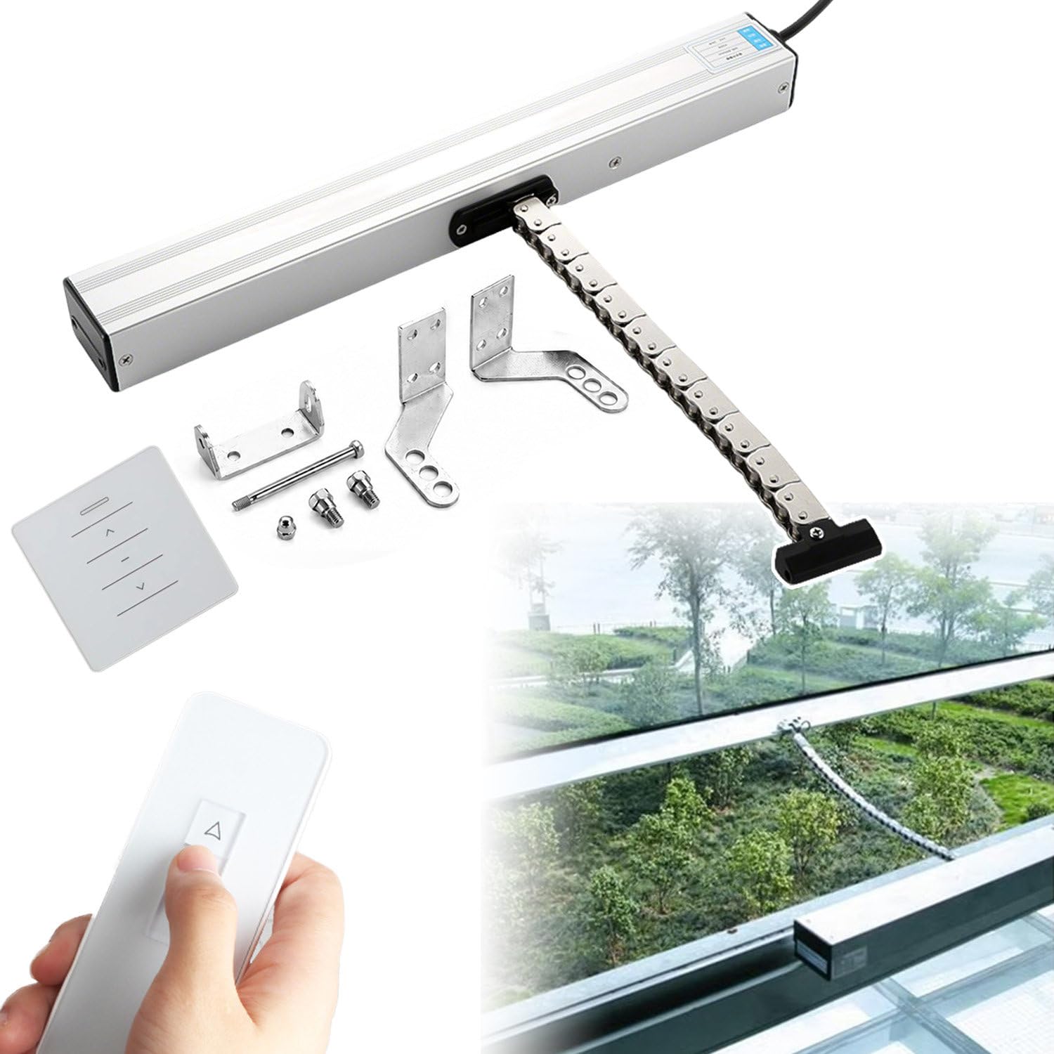 ZAYMGPD Electric Window Opener Actuator, Automatic Window Opener | W/Remote Control + Switch | 300-1000mm Stroke | Double-layer | Locking Force: 400N | for Skylight, Roof Vent,Greenhouse 500mm