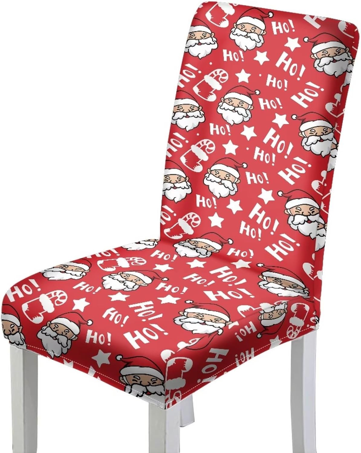 Wanyint Parsons Chair Slipcovers Set of 6, Stretch Christmas Dining Chair Covers Machine Washable, Polyester Spandex Universal Fit Chair Protector for Dining Chairs, Santa Claus Stocking Red