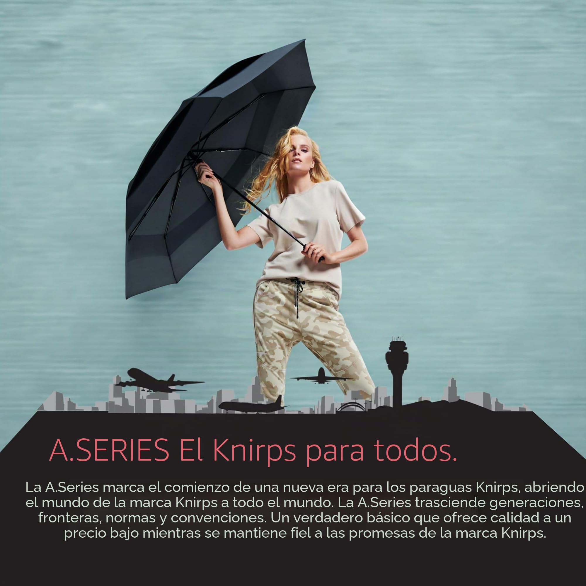 Knirps A.405 XXL Duomatic - Paraguas de lluvia con ventilación y cierre automático, paraguas compacto resistente al viento, viajes para adultos