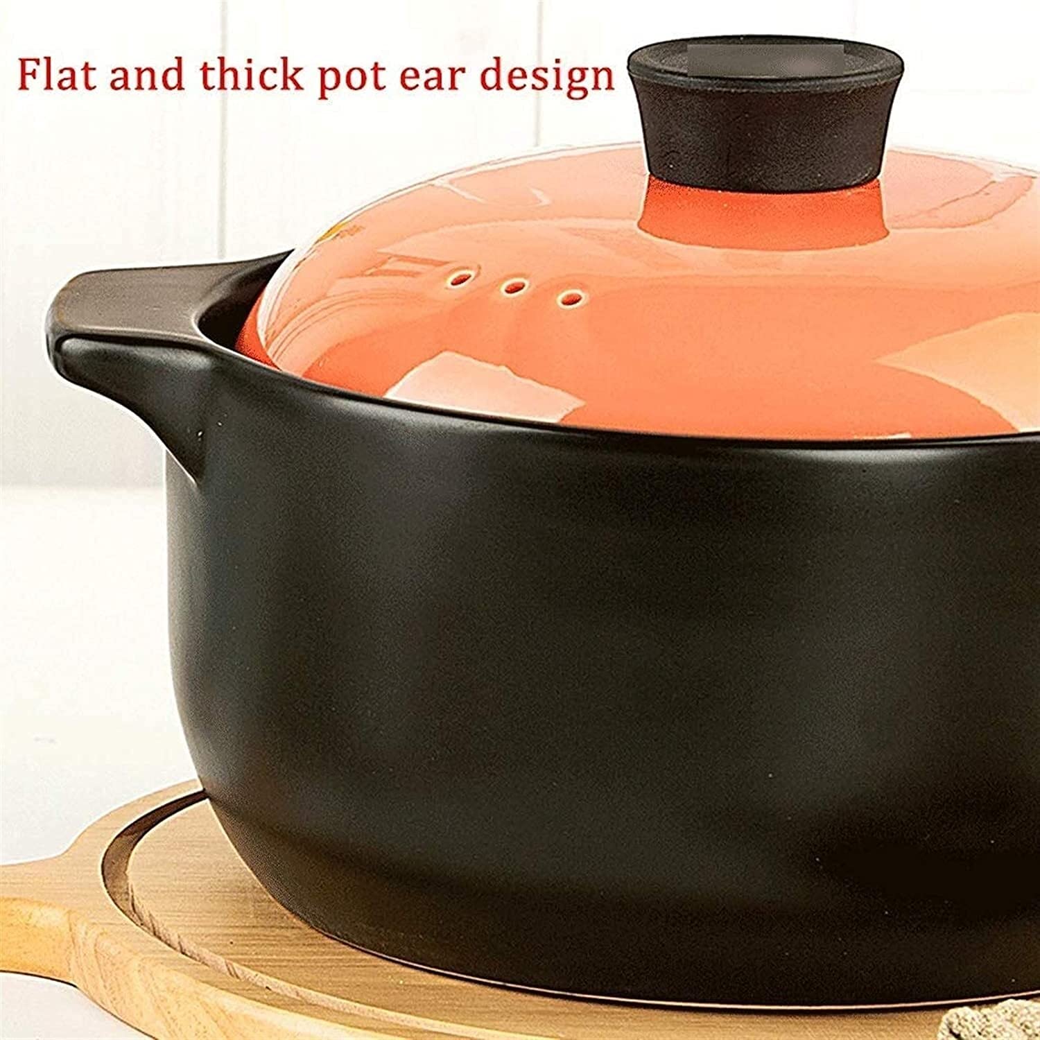 Casseruola in Ceramica Casseruola con Coperchio Casseruola in Ceramica di Grande capacità, Padella Antiaderente, pentola per zuppa a Gas a Fiamma Libera, Resistente al ca