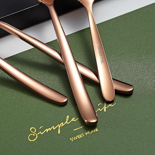 Miniatura 7 de Juego de 6 tenedores de cobre de acero inoxidable de 8 pulgadas, tenedores de postre, tenedores de mesa, tenedores de ensalada para el hogar, cocina