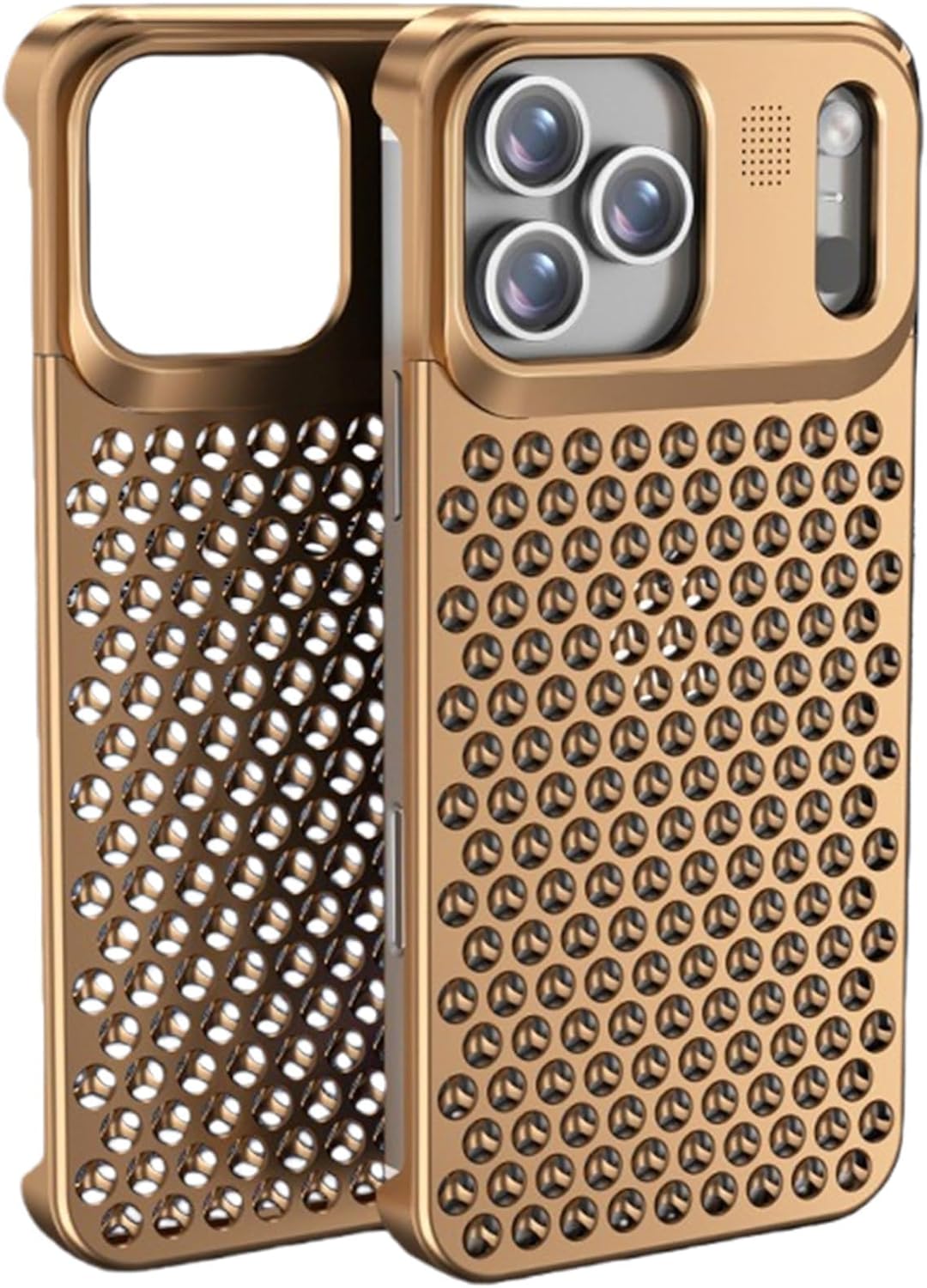 Frameless Metal Case for iPhone 17/17 Pro/17 Pro Max, Ultra-Light Aluminum Alloy Bumper with Built-in Scented Insert, Hollow Cooling Design and Shock-Absorbing Protective Cover(Black,17 Pro)