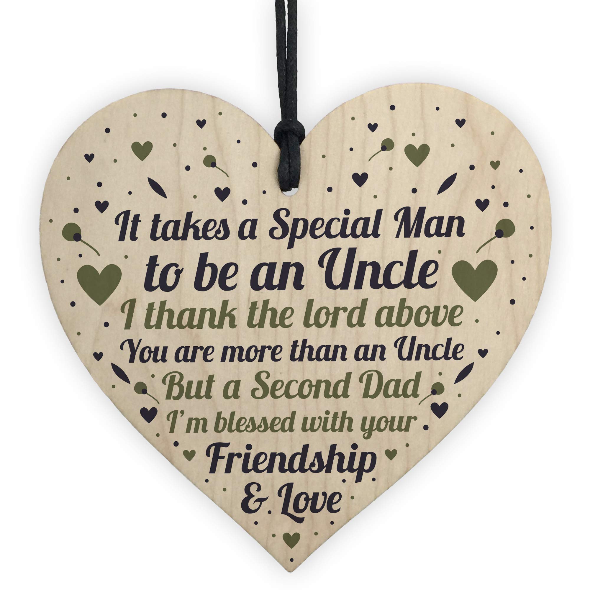 Red Ocean THANK YOU Uncle For Uncles Birthday Wooden Heart Uncle Christmas Sign Keepsake