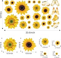 Vista 2 de AOWDIAO Adhesivos de pared de girasol para despegar y pegar, decoraciones de girasol para dormitorio, cocina, baño, sala de estar