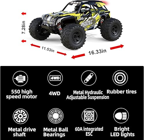 Miniatura 3 de Limodgo Auto de control remoto rápido para adultos 110 grandes Hobby rc, versión de actualización de motor 550, 35 MPH, autos RC de alta velocidad,
