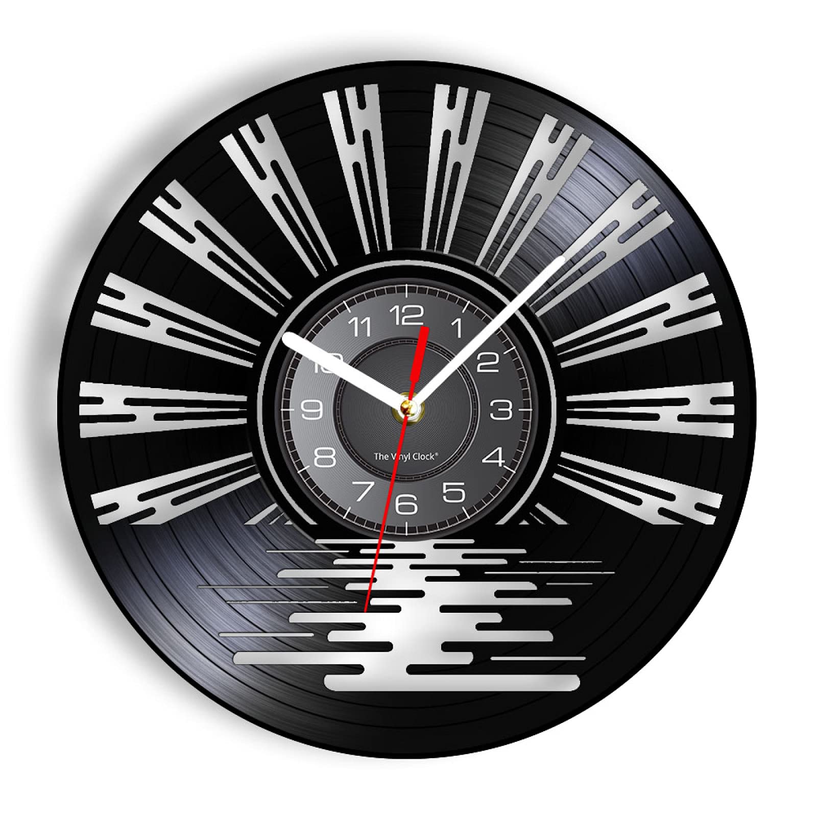 Vinyl Record Wall Clock 12 Inchs Sunburst Celestial Shadow Art Wall Clock Boho Sun Abstract Living Room Wall Decor Clock Sunset Minimalist Vinyl Disk Craft Clock