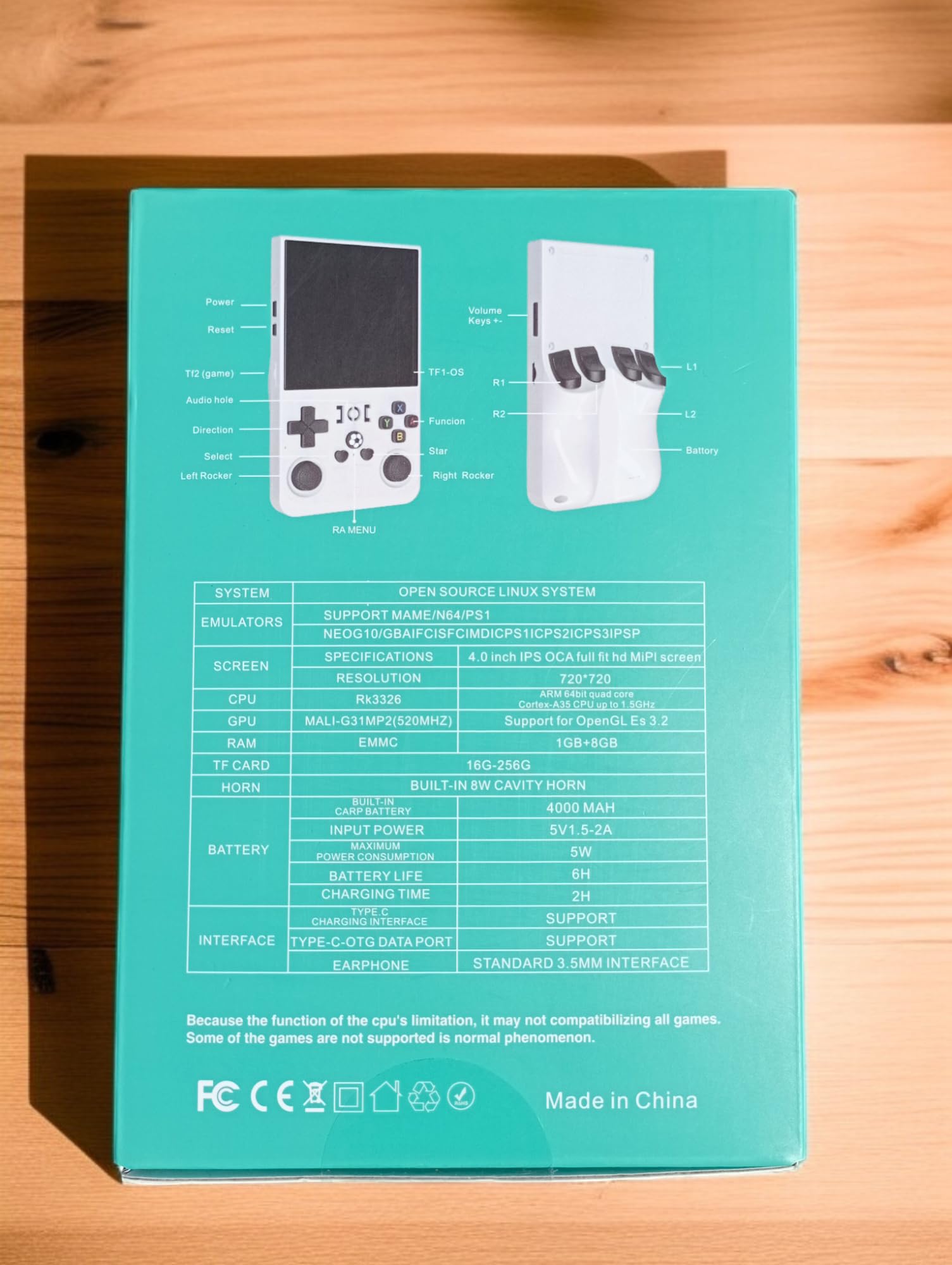 Consola portátil R36S MAX, Nueva Consola con Chip Mejorado, más potentcia, 64g de Almacenamiento, Miles de Juegos, Funda de Regalo, Color Blanco