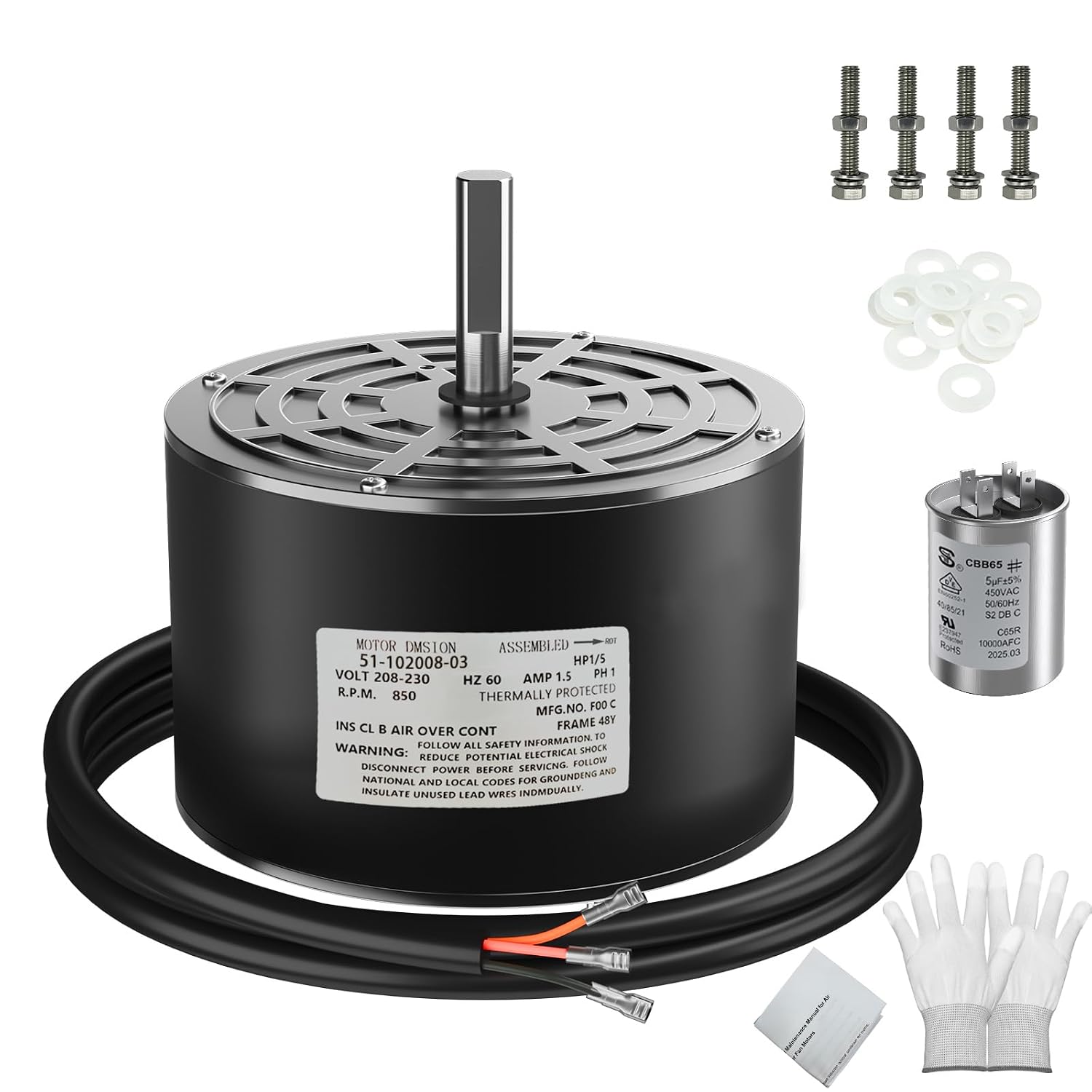51-102008-03 K55HXLRH-0824 Upgraded 1/5 HP Condenser Fan Motor Direct Replacement