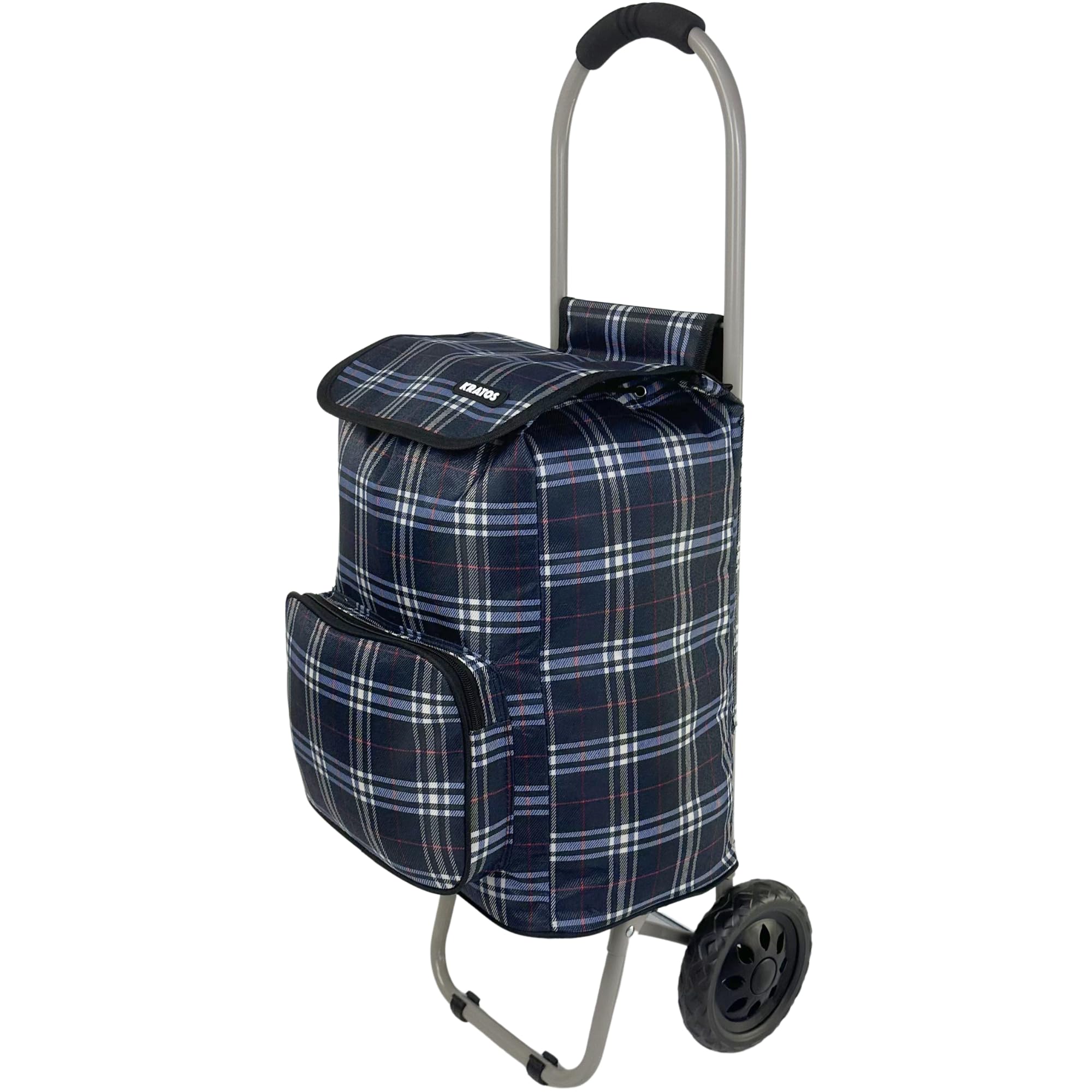 Fergana - Foldable shopping trolley: large-capacity, lightweight, waterproof, and easy to maneuver. Ideal for groceries, laundry, and markets; compact for storage. (Tartan, Small)