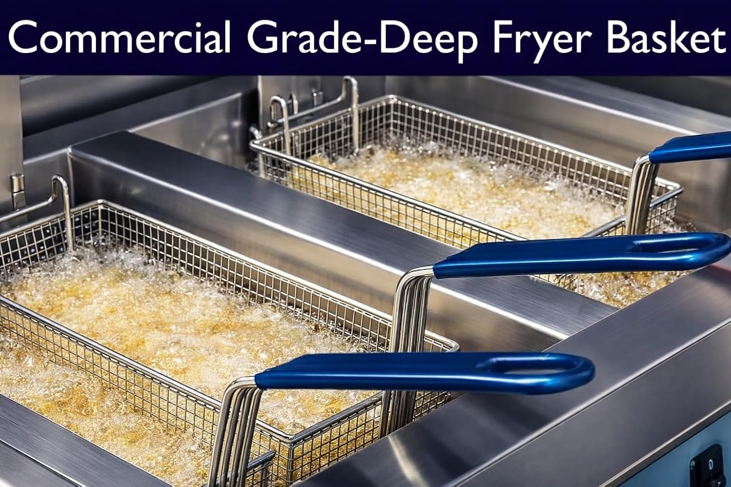 Deep Fryer Basket | 2 Pack | Commercial Grade | 13" x 6.5" x 6" | Nickel Plated Iron | Professional Kitchen Fry Basket | Perfect for Heavy Duty Restaurant Use