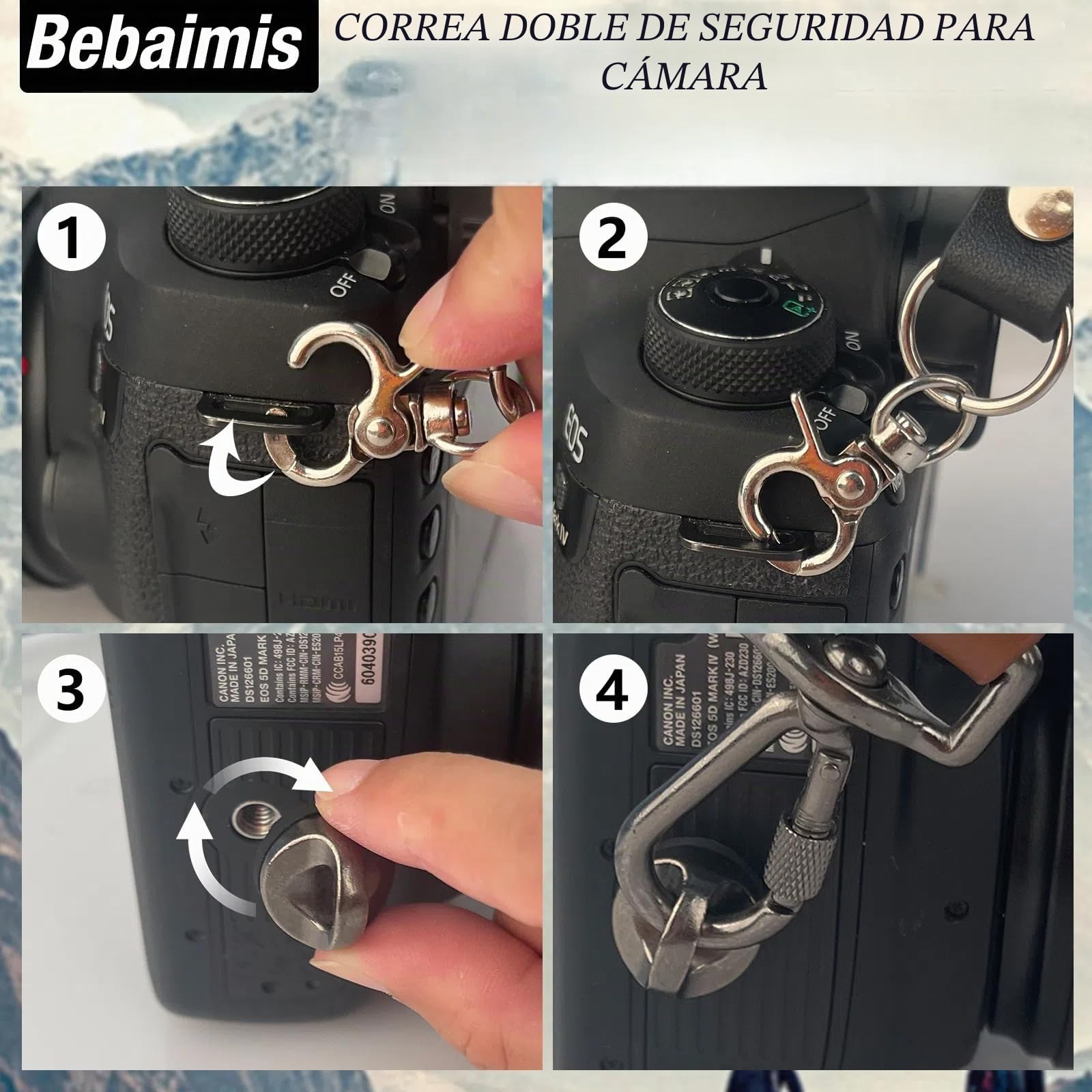 Correa de Piel para 2 Cámaras DSLR/SLR con Doble Hombro Ajustable, Negro