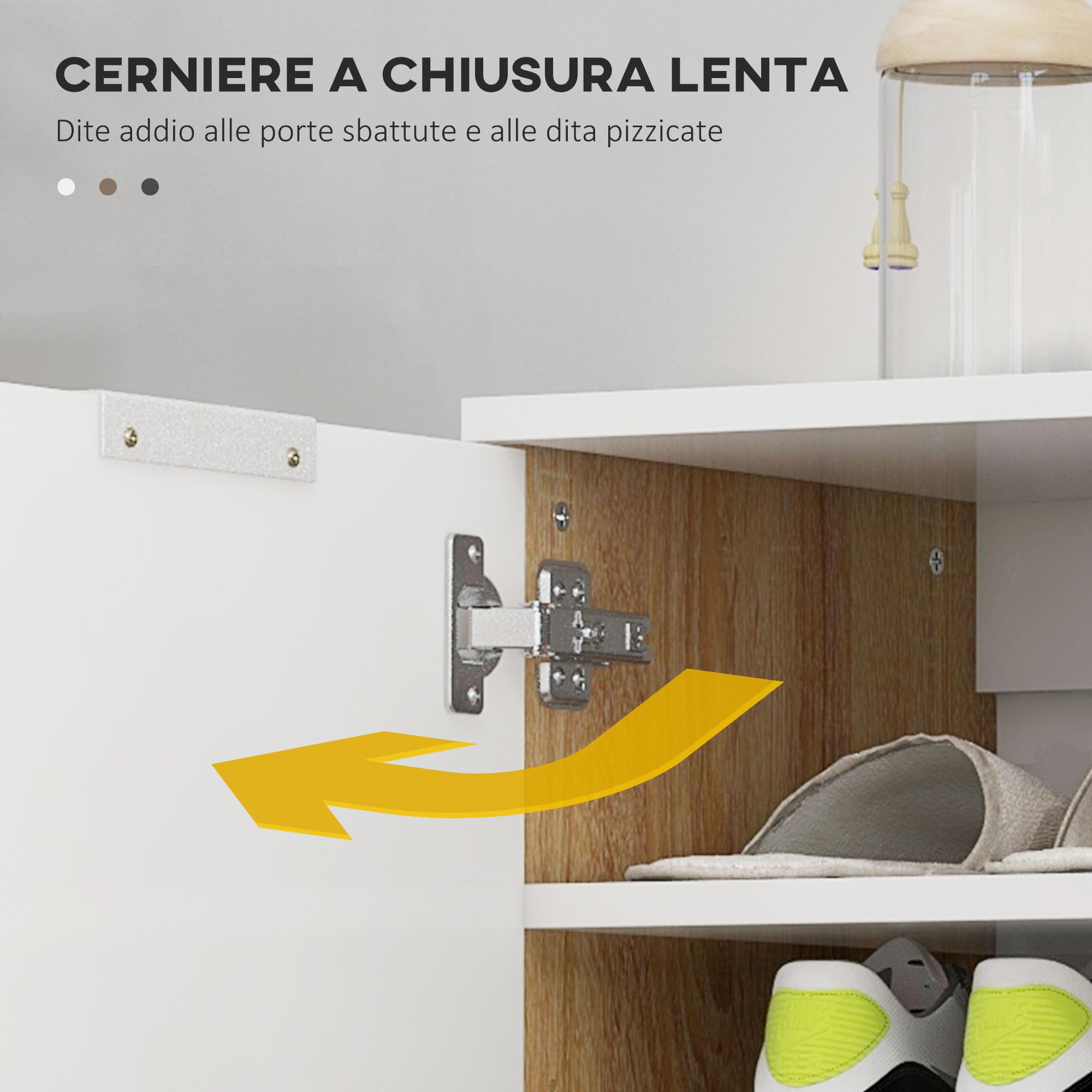 HOMCOM Mobile Scarpiera per 15-20 Paia di Scarpe Taglia EU45 Bianco Lucido