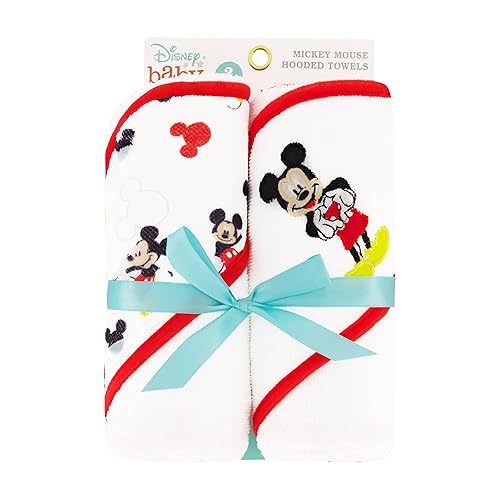 Miniatura 2 de Disney Cudlie - Paquete de 2 toallas con capucha enrolladascardadas con estampado de Mickey Mouse para bebé niño