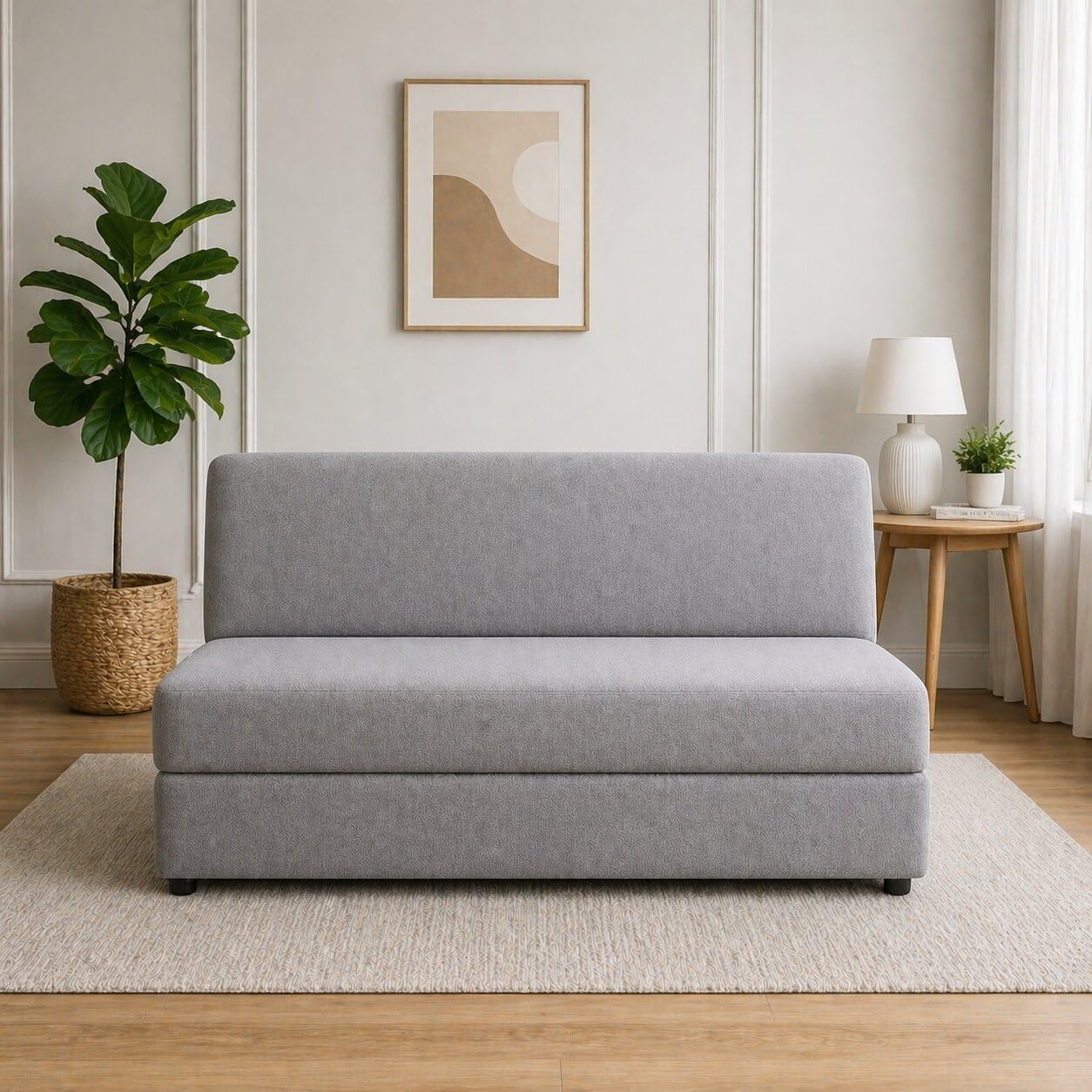 2-Seater Convertible Sofa Bed – Foldable Lightweight Floor Couch with EPE Foam Comfort,Grey-image-21
