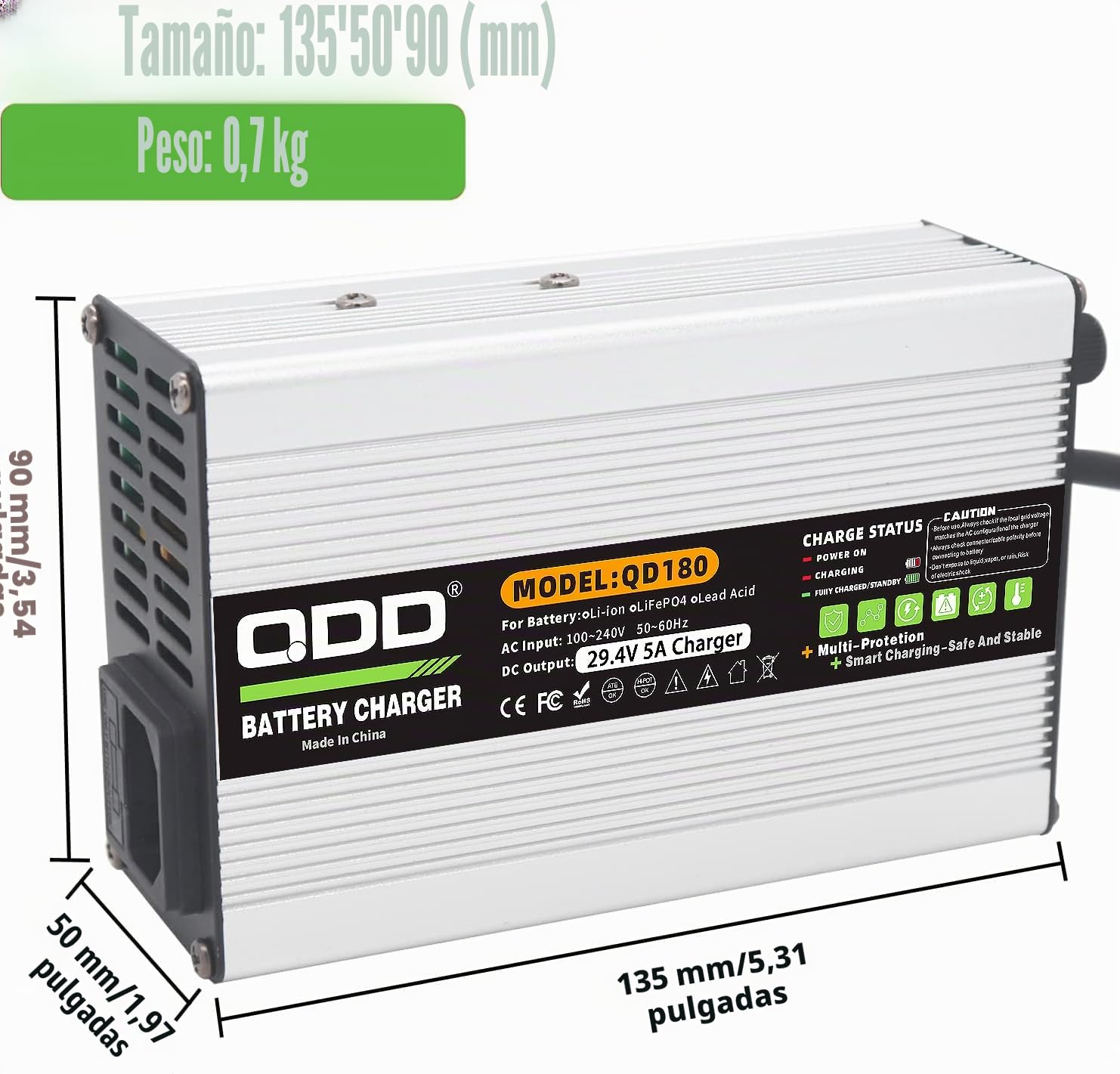 QDD - Adaptador de corriente (29,4 V, 5 A, para bicicleta eléctrica, Scooter de movilidad, cargador de batería de litio, 24 V, 25,9 V, conector XLR de 3 pines