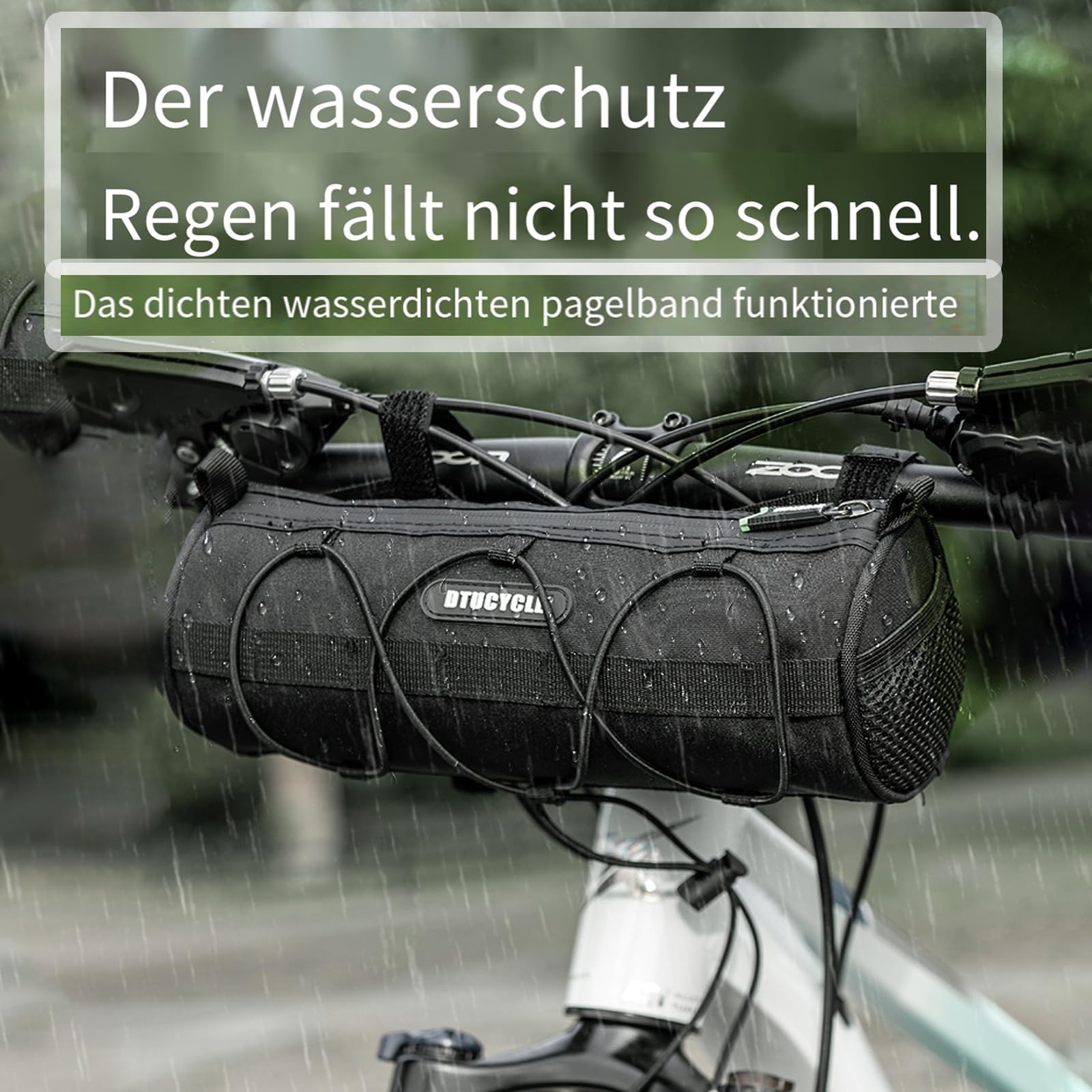 Borsa per manubrio della bicicletta, impermeabile, borsa per manubrio per bicicletta elettrica, MTB, bici da corsa, accessorio professionale per bicicletta, con tracolla, circa 2 l (nero)