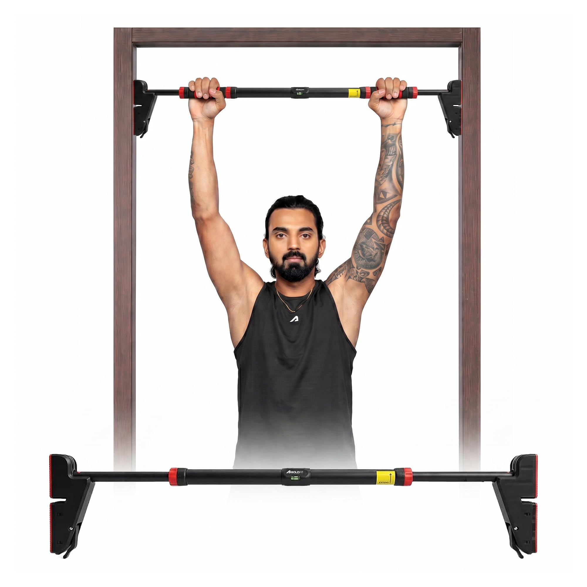 Boldfit Pull Up Bars For Home Workout -Chin Up Bar Gym Accessories for Men Door Way Adjustable Hanging Rod Without Screw, Anti-skid Grip, Strength Training Exercise Bar-image-13