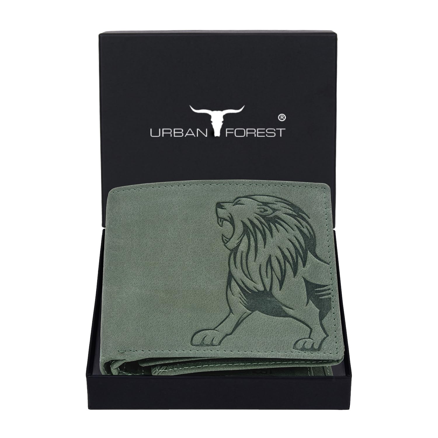 URBAN FOREST Leo Leather Wallet for Men, Vintage Green, Two Fold Wallet