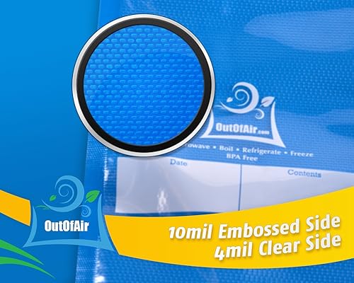 Miniatura 5 de Rollos selladores al vacío de 8 y 11 pulgadas y 25 pies (2 de cada uno, 100 pies en total) Las bolsas selladoras al vacío OutOfAir funcionan con