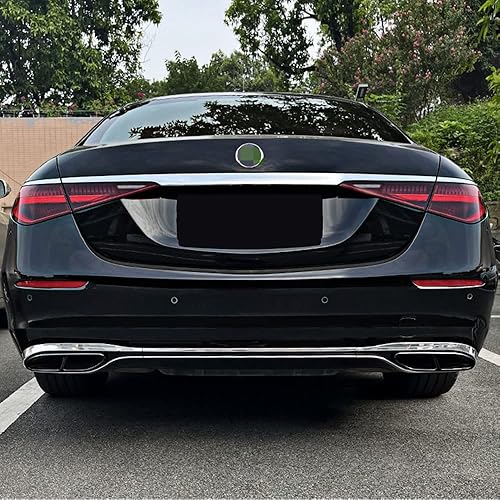 Miniatura 3 de Tubo de escape de garganta para Mercedes-Benz Clase S W223 S580 S560 S450 S500 S63 AMG S580e Accesorios exteriores de acero inoxidable negro