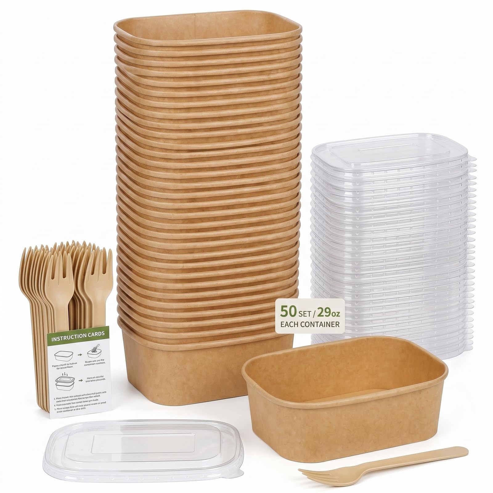 CROURYID 29-ounce paper meal prep containers