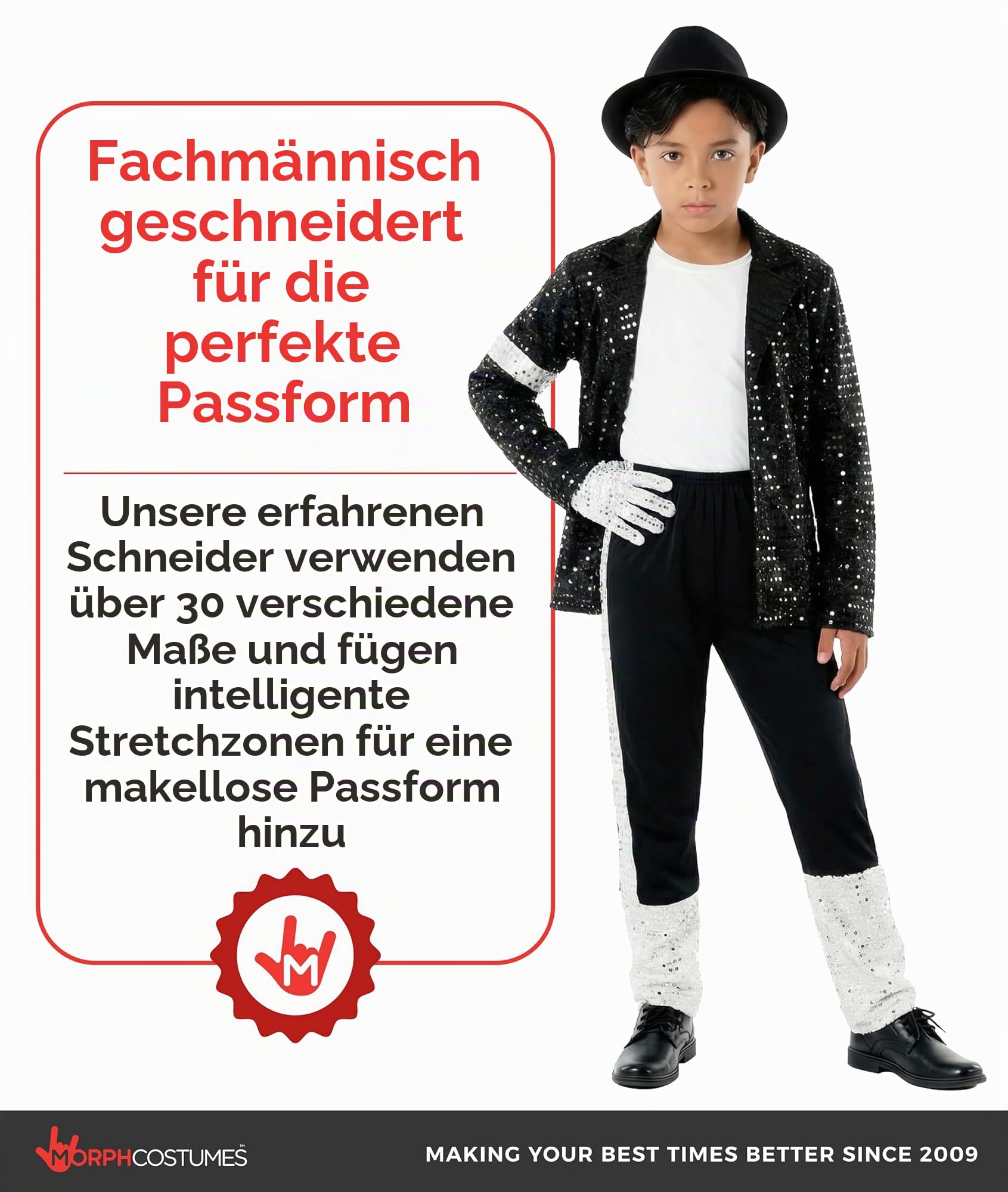 Morph Popstar Kostüm Kinder, 80er Jahre Halloween Kostüm Kinder
