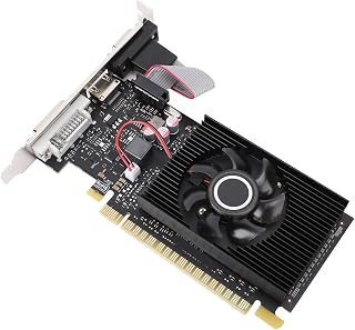 VBESTLIFE Tarjeta Gráfica de 1 GB, GPU DDR3 de 64 bits, Tarjeta de Video para Juegos PCIE 1.1 X16 de 589/500 MHz, Tarjeta Gráfica para Computadora de Escritorio con Puertos HDMI, DVI,