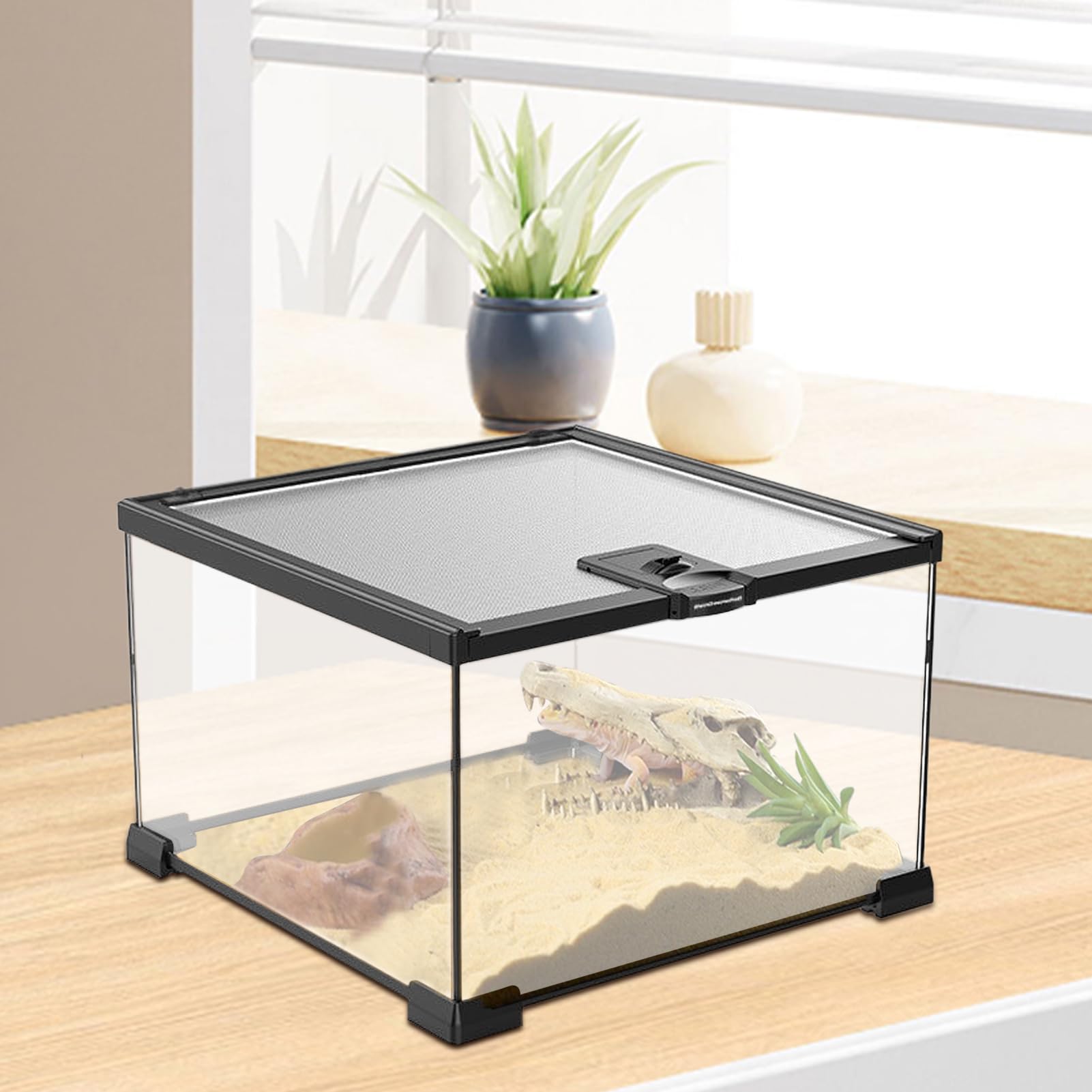 Reptilien- und Amphibien-Tank, Lebensraumgehege – Sicherheitsbehälter für Schildkröten, Vogelspinnen, Chamäleons, kleine Haustiere, Innen- und Außenbereich, Terrarium