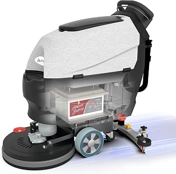 AF2013 Walk-Behind Commercial Floor Scrubber with 20" path, Lithium Battery, Up to 5 Hours Runtime, 11/13 Gal Tanks, Under 65 dBA, Floor Cleaning Machine for Retail Stores, Schools & Offices