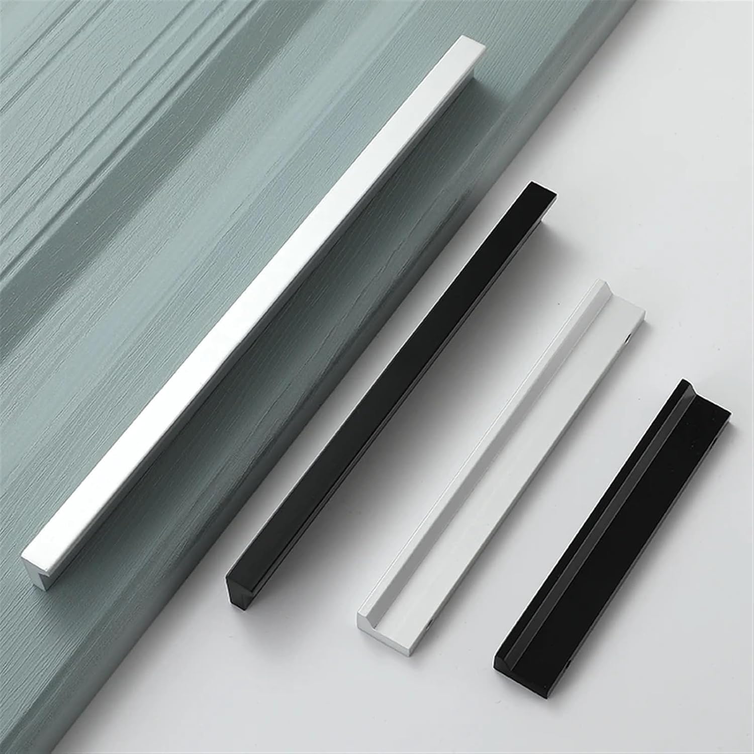 Cabinet Handles Silver Cabinet Drawer Solid Zinc Alloy Modern Simple Black Wardrobe Door Cabinet Hardware 1Pcs (Color : 206-224Silver)