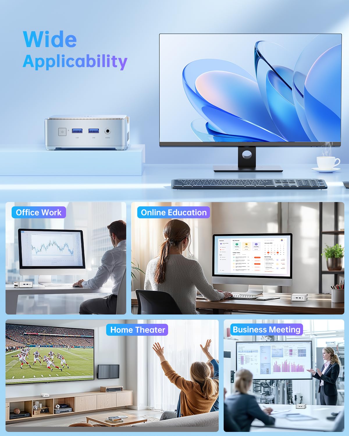 NiPoGi Essenx E2 Mini PC Intel Alder Lake-N97 16 Go DDR4 1024 Go SSD M.2 Double WiFi LAN 1000 Mbps HDMI 2.0 DP 4K