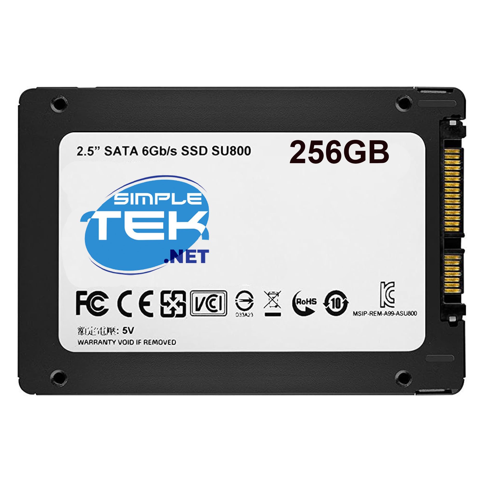 SIMPLETEK - Unità SSD Interna 256GB SATA III 2,5" - Disco a Stato Solido ad Alta Efficienza per PC, Laptop, Server e DVR