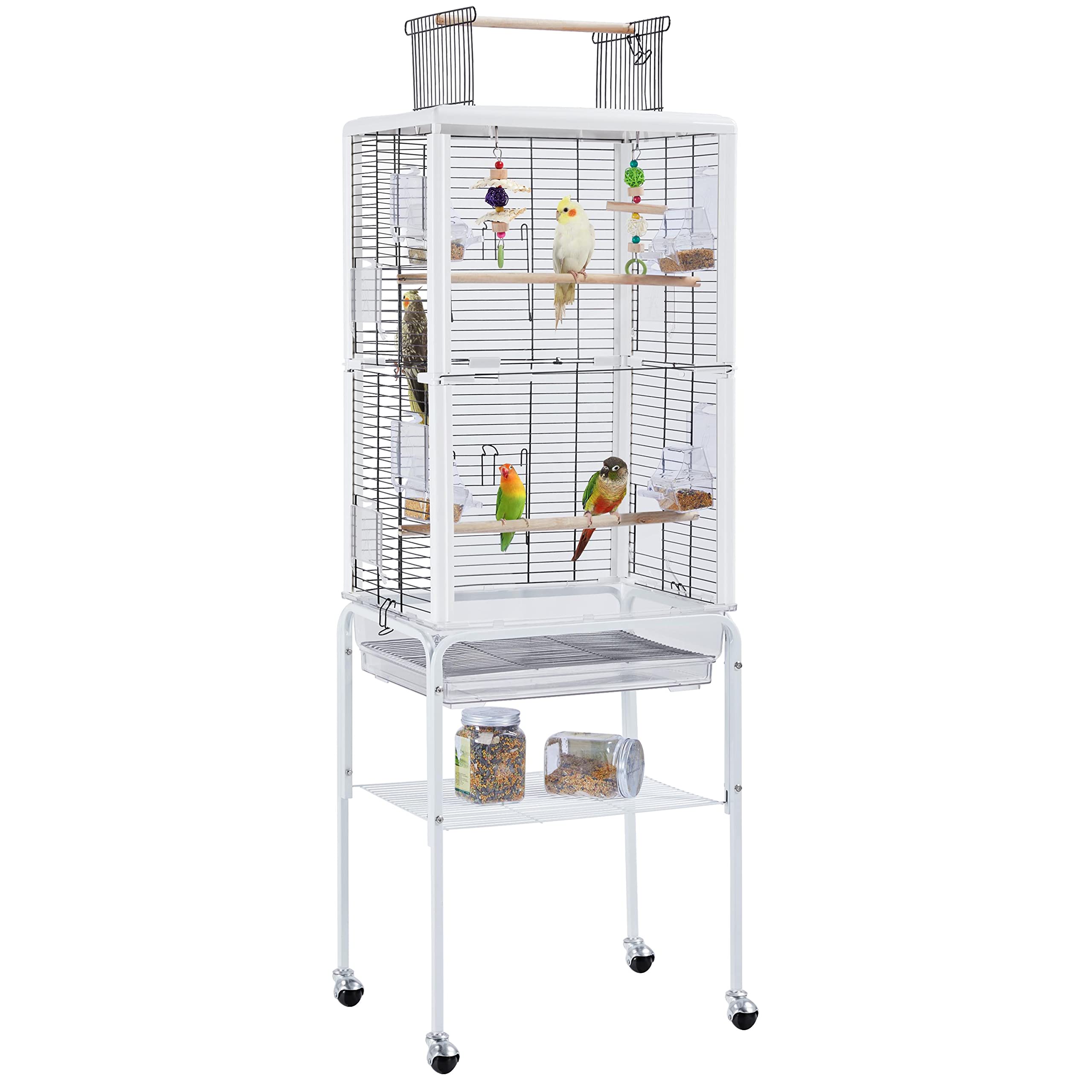 Yaheetech Bird Cage Transparent Budgies Cage Parrot Cage with Open Top