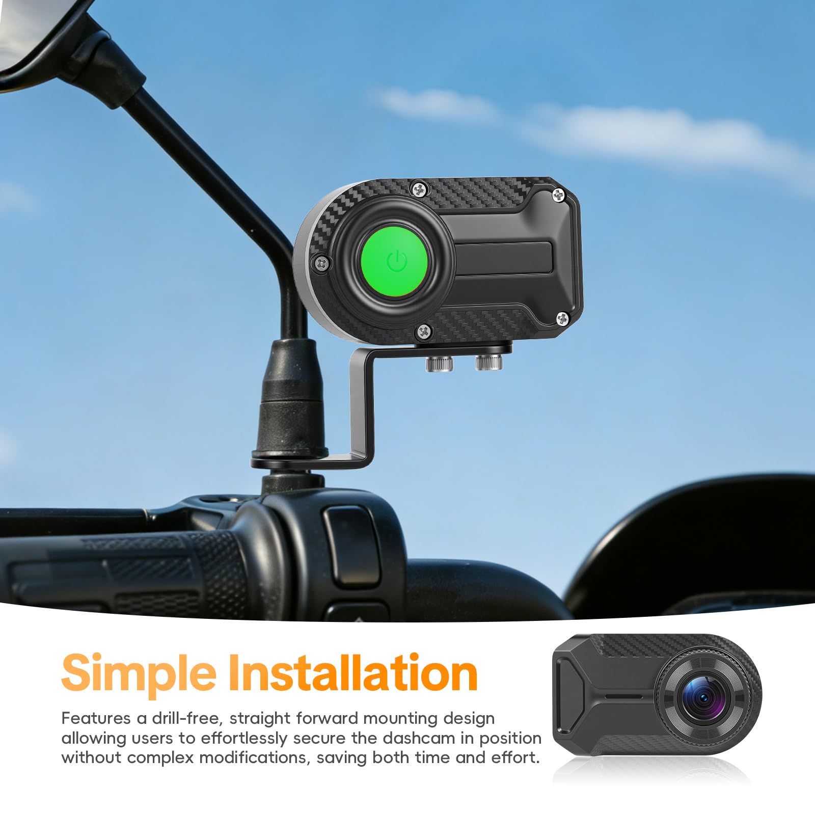 SIXTOP Motorrad Dashcam – 1080P Full HD Mini Kamera ohne Bildschirm mit GPS Standortverfolgung, IP66 Wasserdicht, WiFi & Loop Aufnahme, für Motorroller & Motorrad