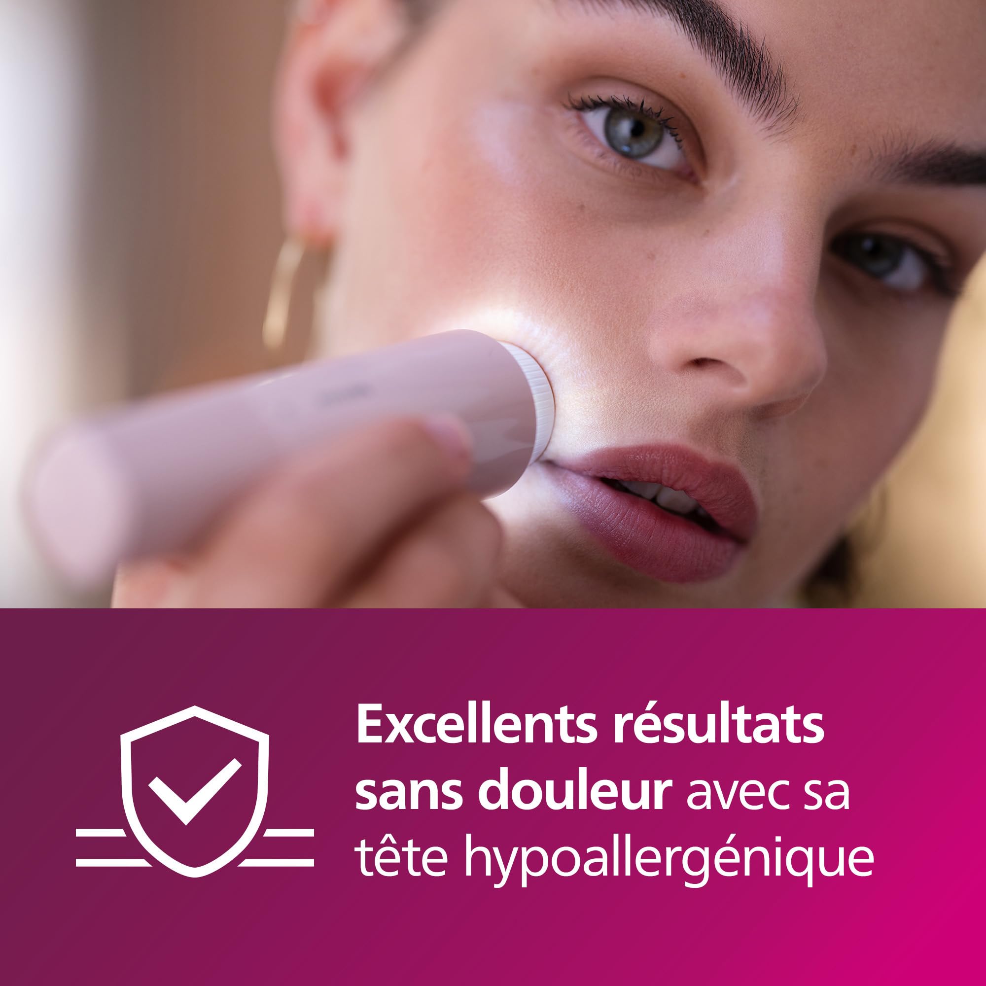 Philips Series 5000 - épilateur visage, épilateur individuel pour femme, sans fil et compact, avec tête hypoallergénique, épilation douce et rapide du visage, retouches faciles, modèle BRR454/00