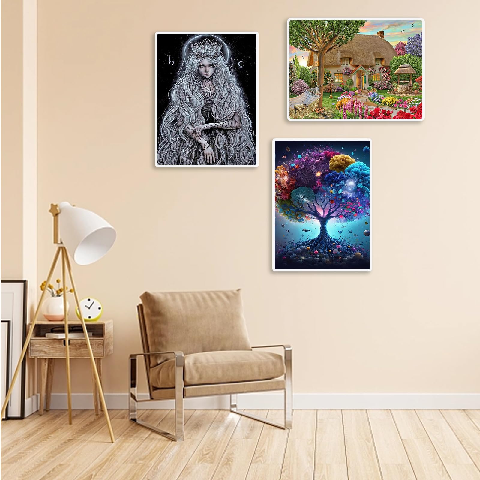 Bimkole 5D Diamond Painting Kits Landschap, DIY Diamant Schilderij Kit Bloemen Aan Het Meer Ronde Boor Crystal Strass Kruissteek Diamond Painting Foto's Voor for Home Wall Decoratie 30x40 cm