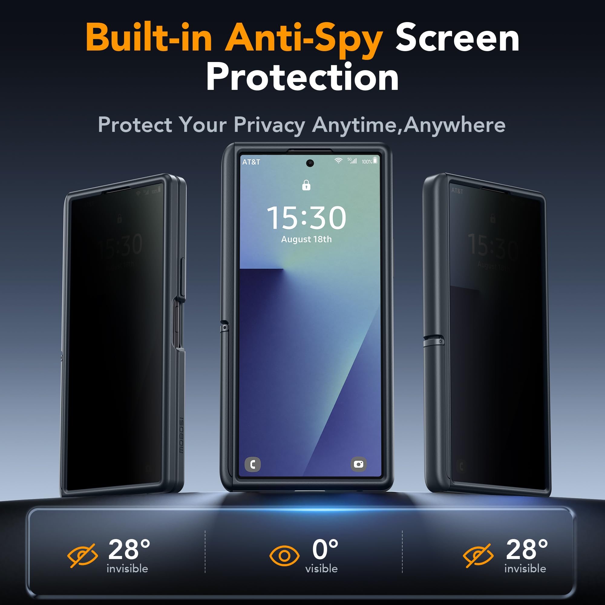MOBOSI für Z Fold 7 Hülle [Integrierte 2 Unsichtbarer Ständer & Sichtschutz & Vollständiger Scharnierschutz] [Kompatibel mit MagSafe], Stoßfeste Schlanke Handyhülle für Samsung Galaxy Z Fold7, Schwarz
