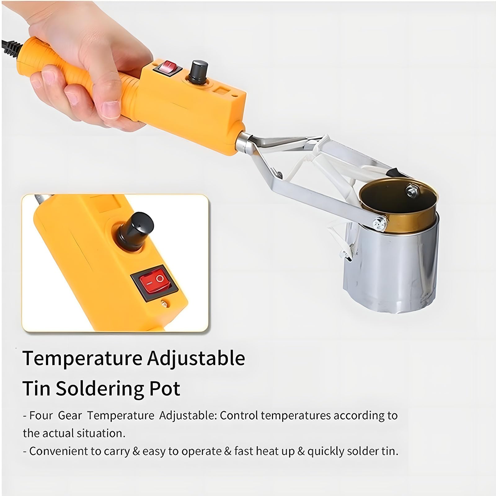 Olla Portátil para Fundir Plomo de 150 W-300 W Olla Manual para Fundir Plomo de 150-450 ℃ Ajuste para Moldes de Pesas de Pesca 300w
