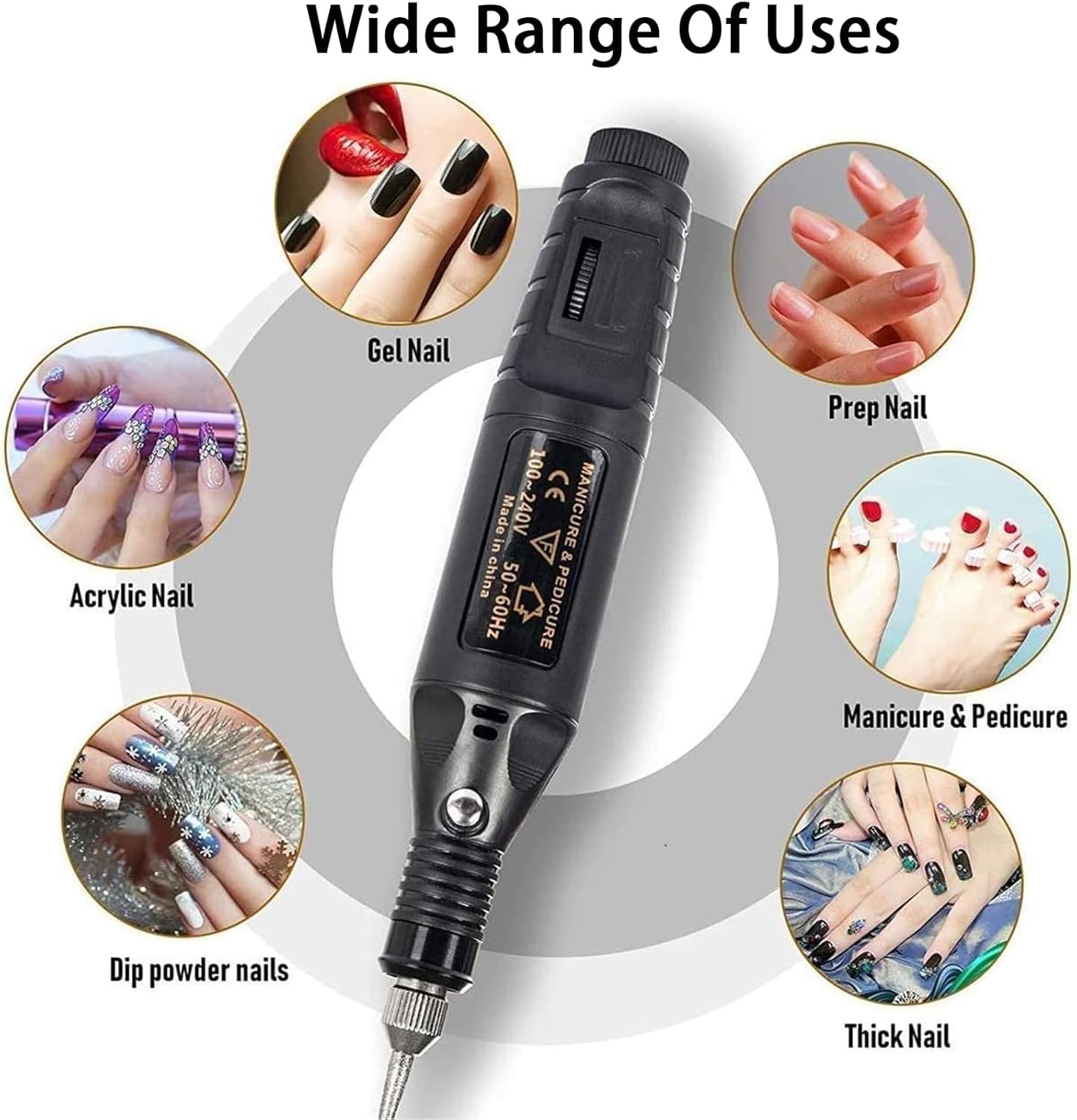 Electric Nail File, Nail Drill Machine for Gel Nails Adjustable Speed - Image 3