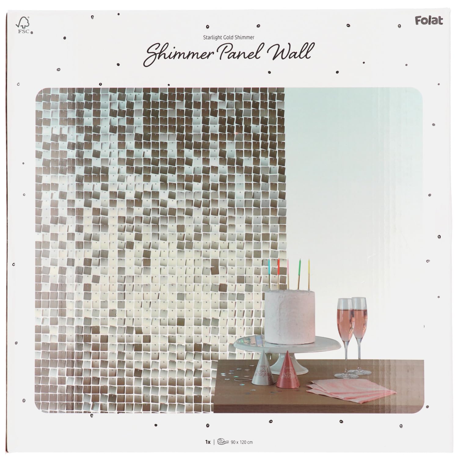 Folat 27598 Pannello di Sfondo in Paillettes - Matt Goud - 30 x 30 cm - Sfondo fotografico per matrimoni, feste, decorazioni, cabine fotografiche e decorazioni per palcoscenici di festival