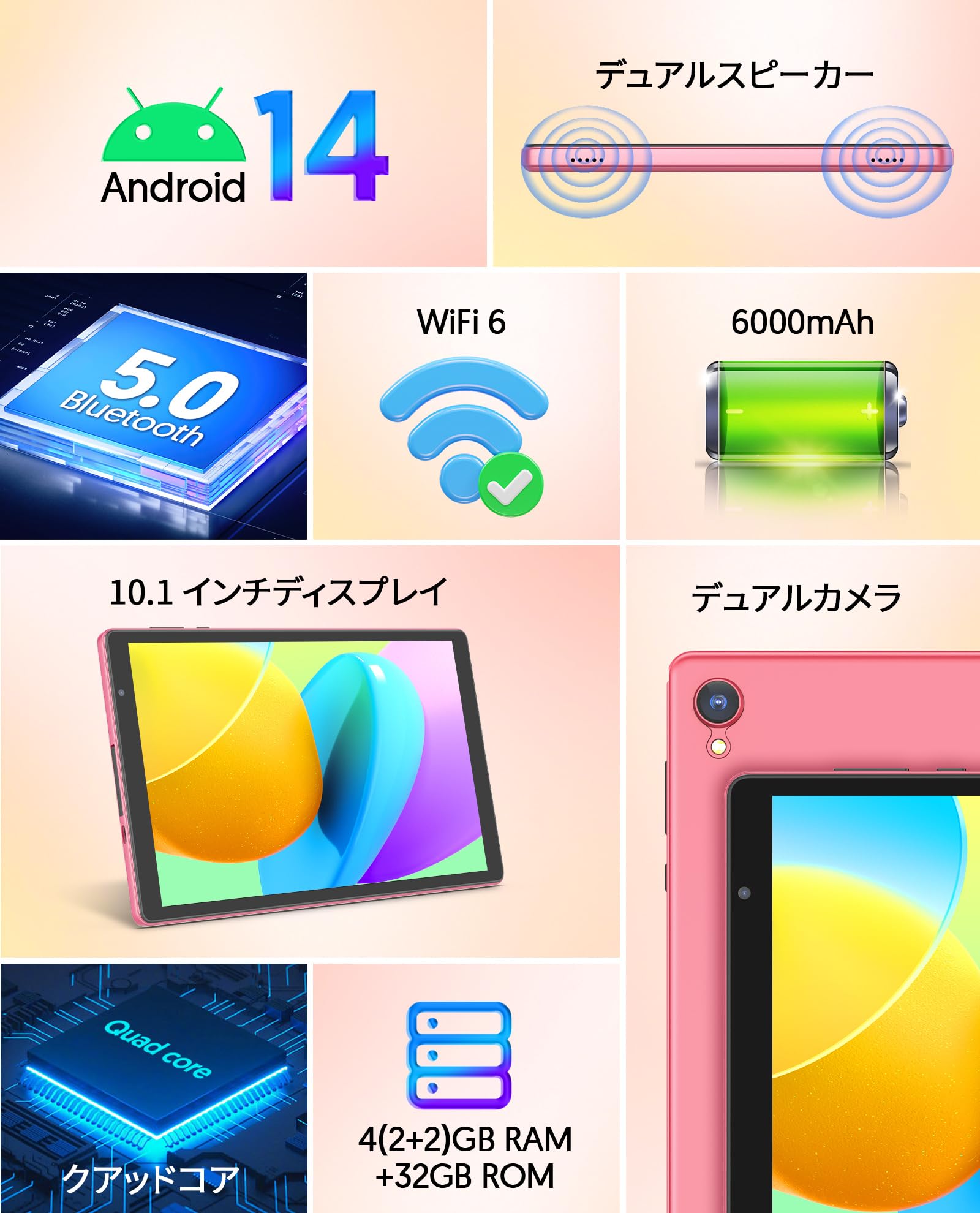 Amazon.co.jp: Android 14 タブレット 10インチ wi-fiモデル