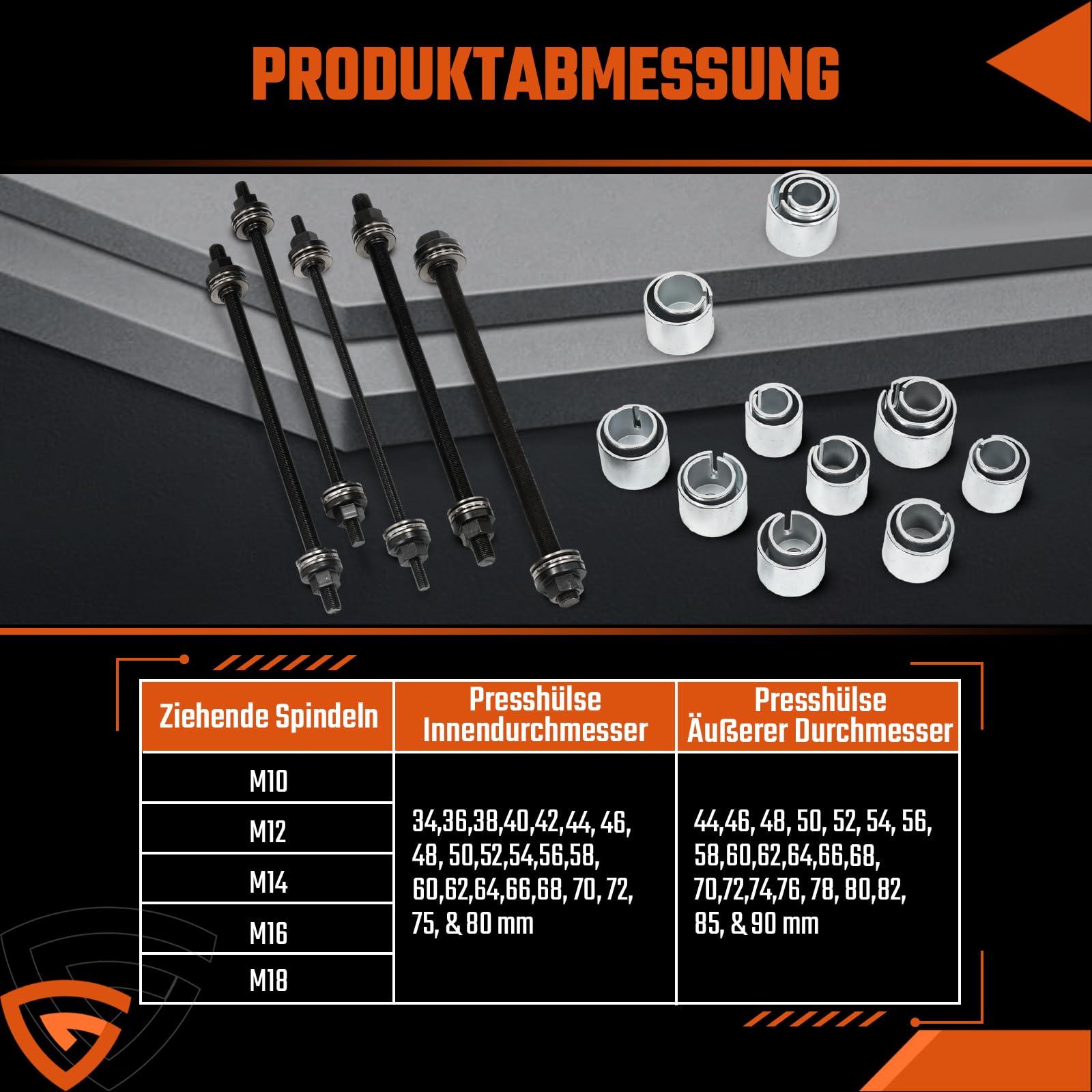 GEARMONSTER 27tlg Radlager Abzieher Set, Silentlager Abzieher Werkzeug Gummibuchsen Druckhülsen Set mit Aufbewahrungskoffer für Auto, PKW, LKW Achslager Montage Demontage Druckhülsen Satz
