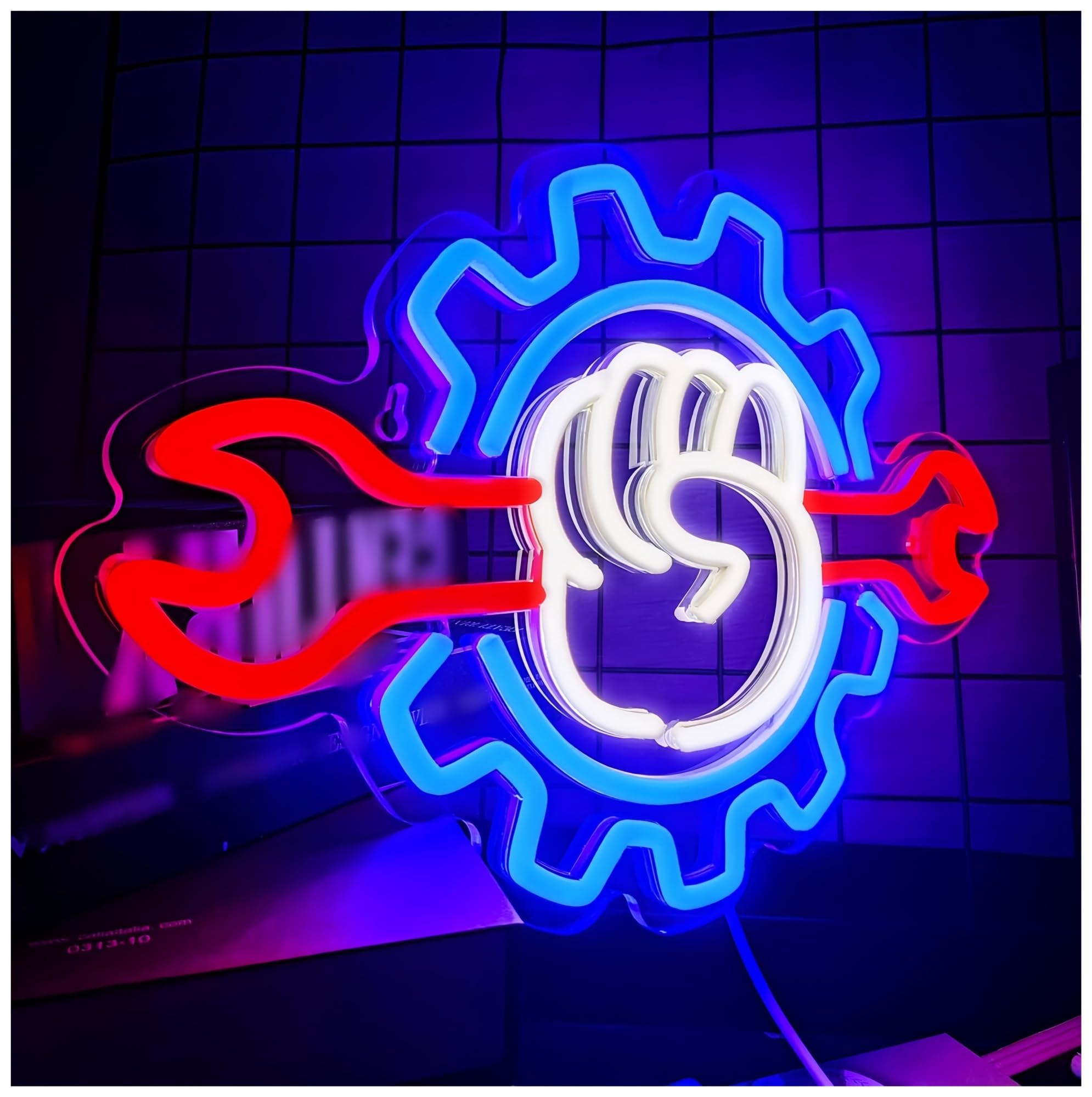 Jovarel Neon Light for Wrench Neon Sign for Wall Decor Light Suitable for Garage Party Bedroom