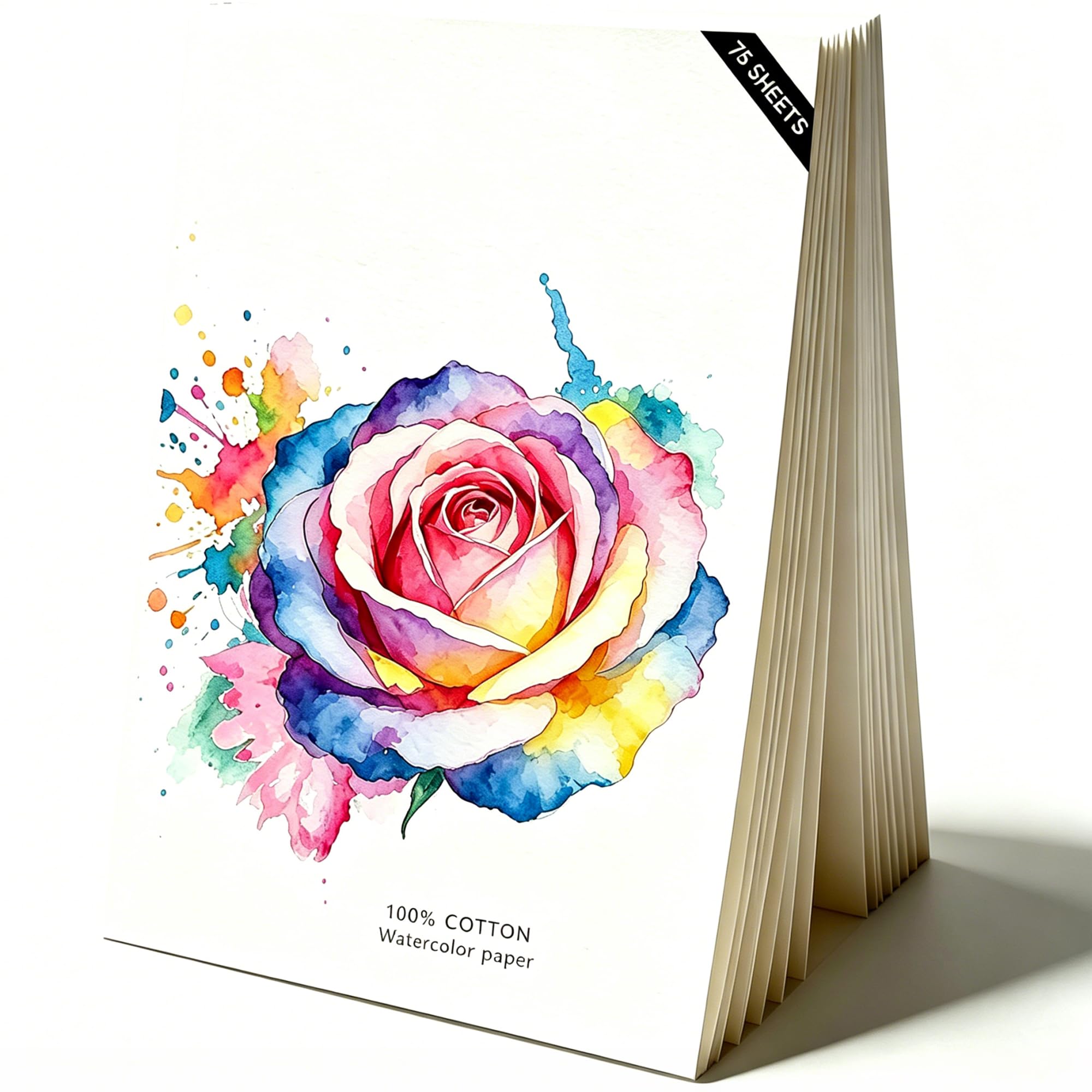Moucoc White 75 Sheets Watercolour Paper Pad - 300Gsm(140Lb), Cold-Pressed Texture Art Watercolour Paper, Sketchbook For Painting, Drawing, Sketching And Mixed Media-3.97 X 5.98 In