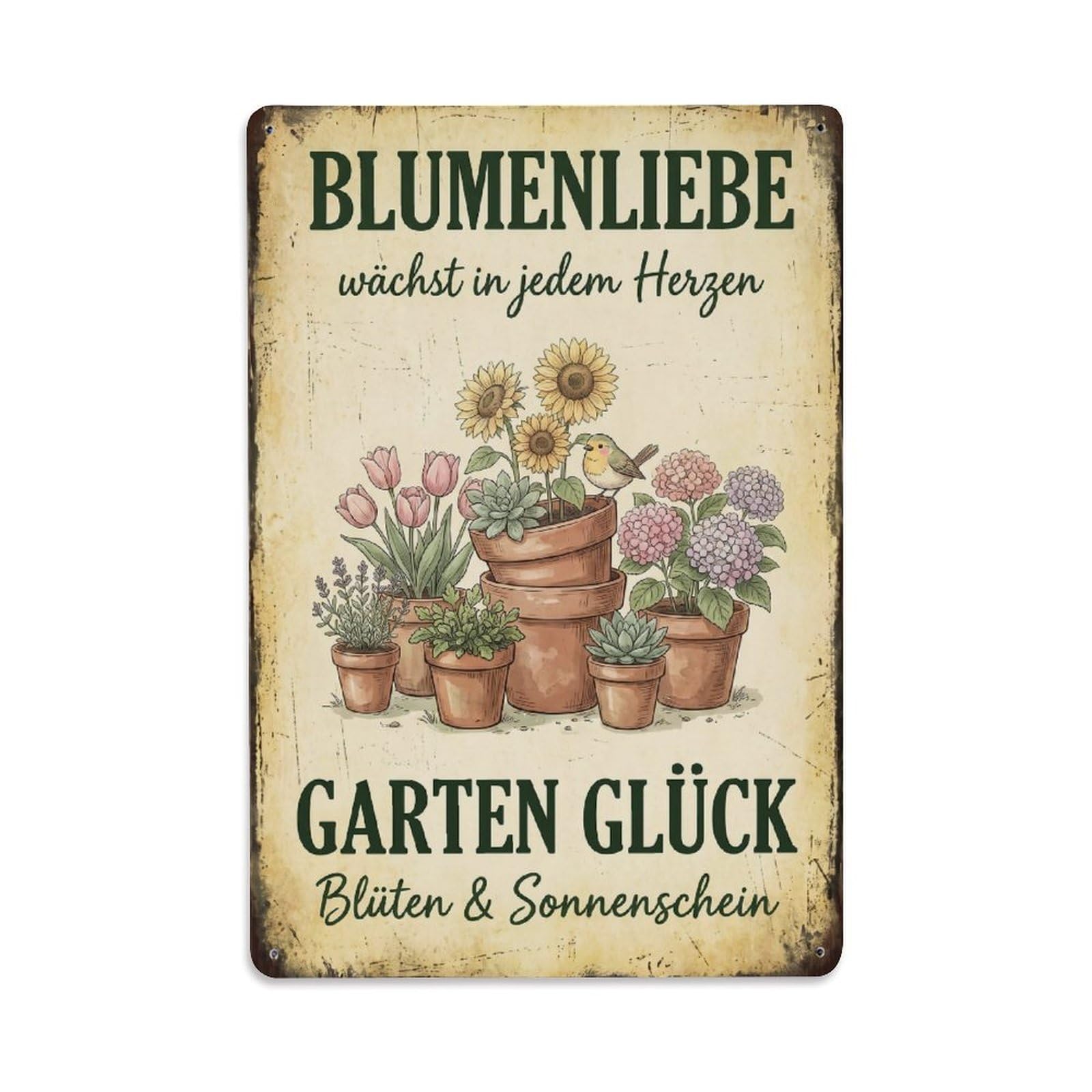 Vintage Funny Garden Flower Love Rustic Gate Cottage Metal Tin Sign Plaque Wall Decor for Cafe, Club Bar, Office, Garden Metal Poster 8x12Inch
