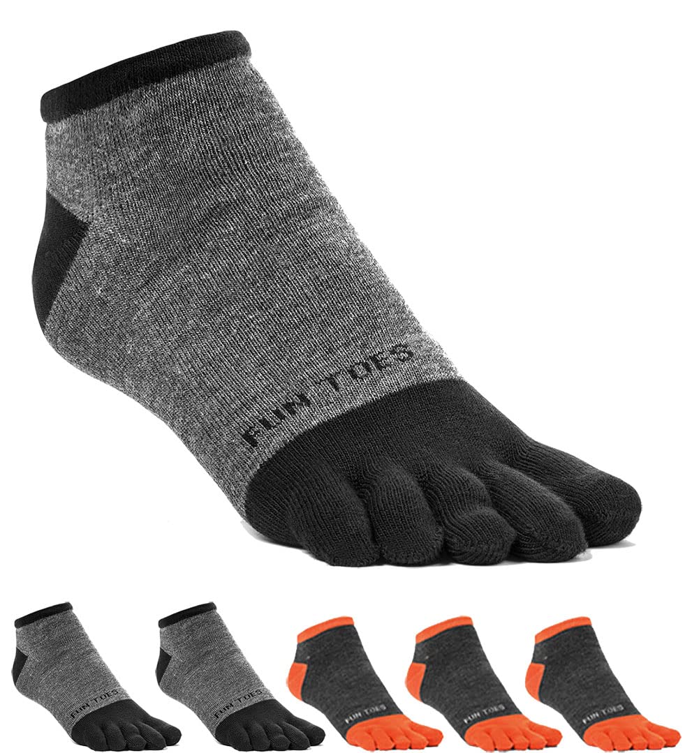 FUN TOES Lot de 6 paires de chaussettes de course pieds nus pour homme