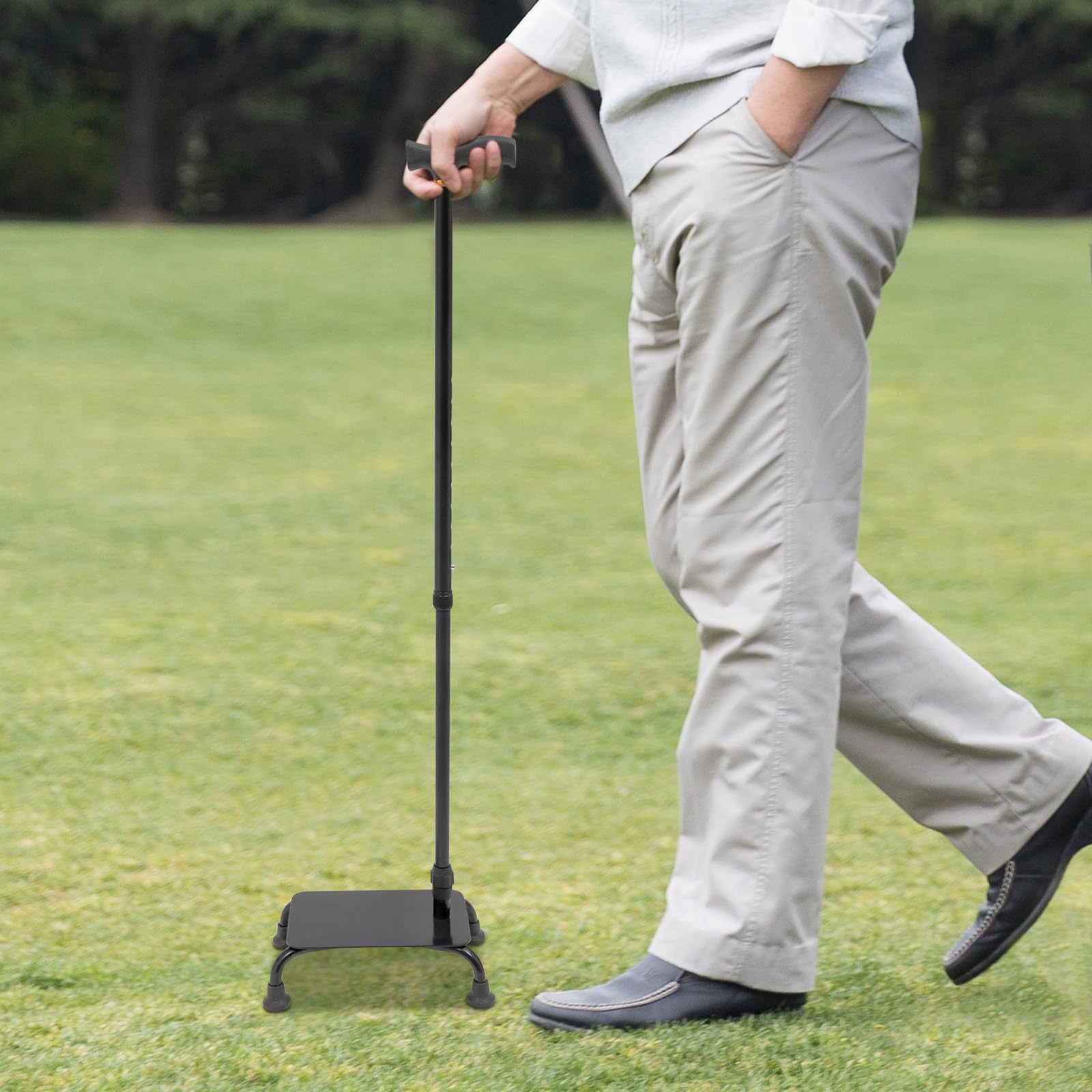 Bastone da passeggio regolabile per salire le scale, aiuto per anziani, per persone con problemi di mobilità, nero, 29 x 19 x 85-105 cm