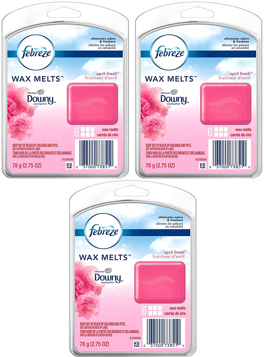 FebrezeWax Melts Air Freshener - With Downy April Fresh Scent - Net Wt. 2.75 OZ (78 g) Per Package - Pack of 3 Packages
